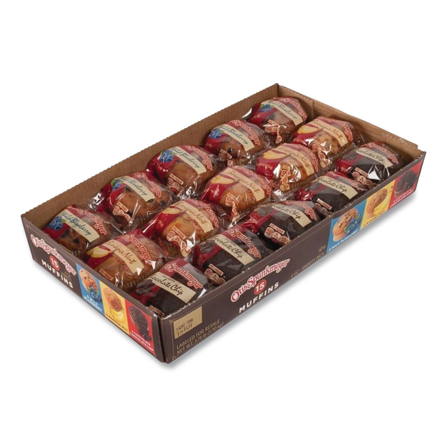 Muffins Variety Pack, Assorted Flavors, 4 oz Pack, 15 Packs/Carton, Ships in 1-3 Business Days