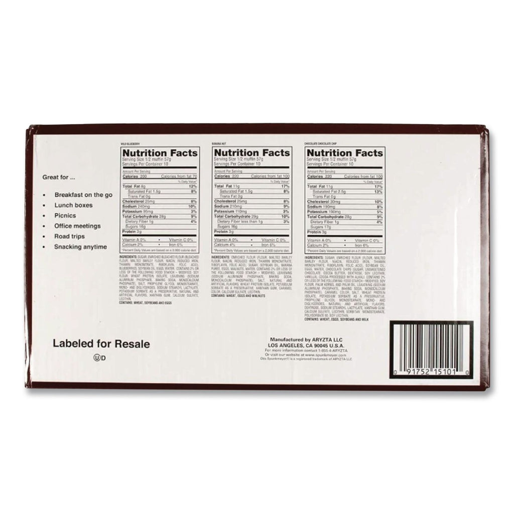 Muffins Variety Pack, Assorted Flavors, 4 oz Pack, 15 Packs/Carton, Ships in 1-3 Business Days