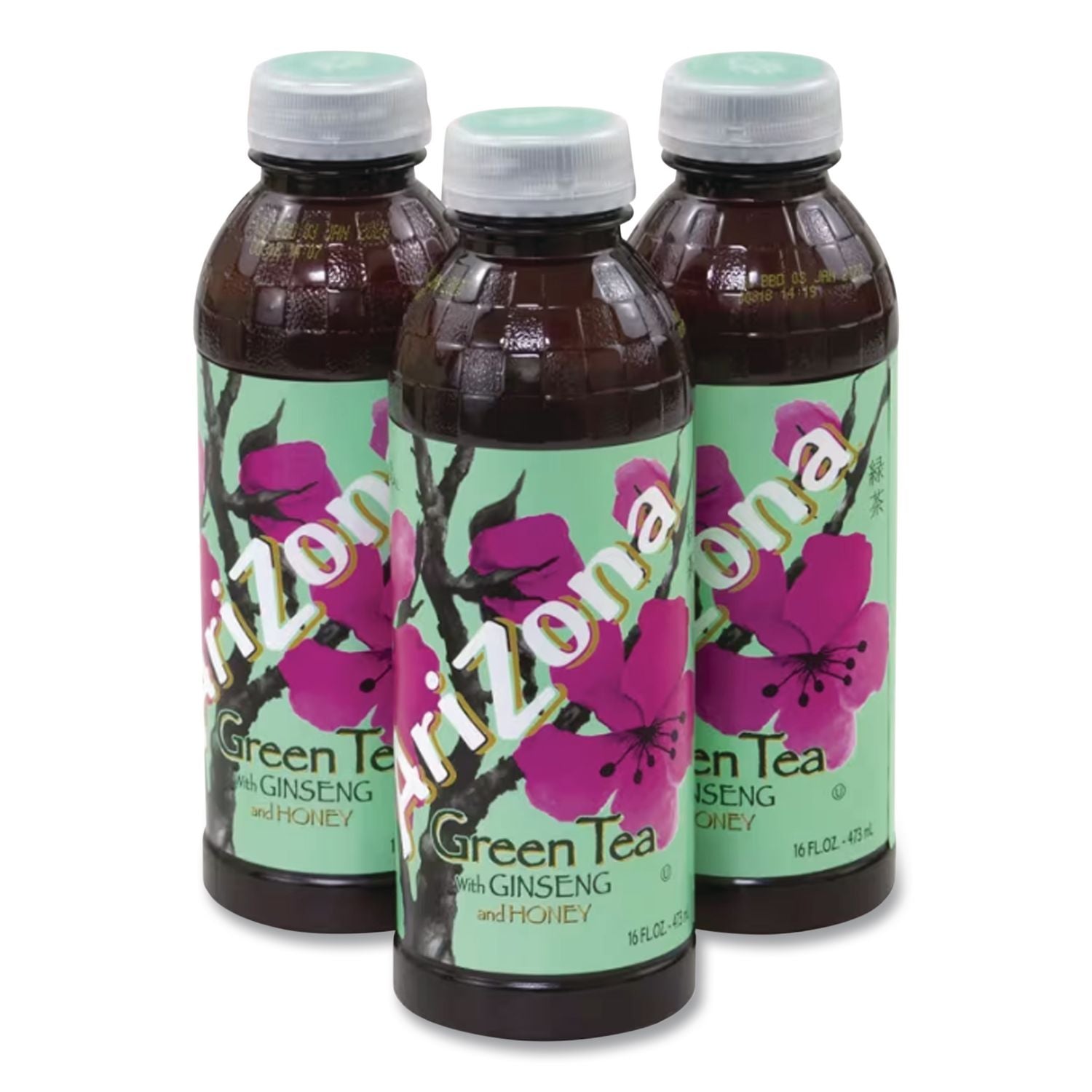 Green Tea with Ginseng and Honey, 16 oz Bottles, 24/Carton, Ships in 1-3 Business Days