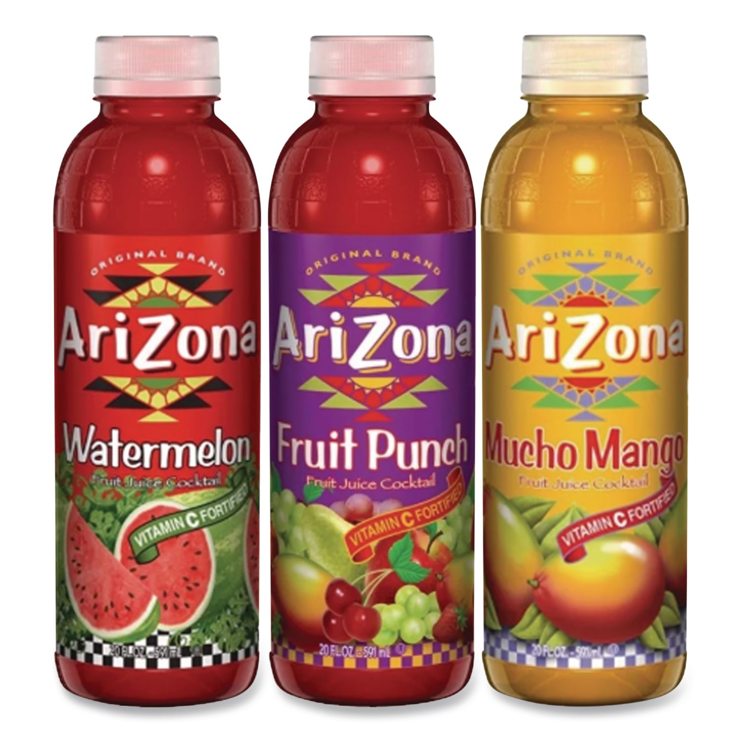 Juice Variety Pack, Fruit Punch/Mucho Mango/Watermelon, 20 oz Bottle, 24/Carton, Ships in 1-3 Business Days