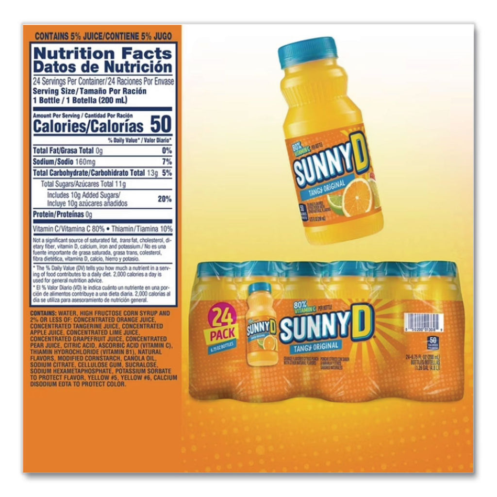 Tangy Original Orange Flavored Citrus Punch, 6.75 oz Bottle, 24/Carton, Ships in 1-3 Business Days