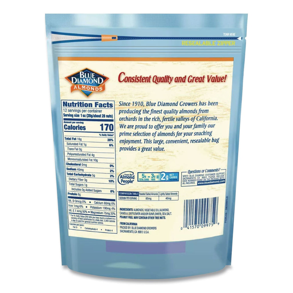 Low Sodium Lightly Salted Almonds, 10 oz Bag, Ships in 1-3 Business Days