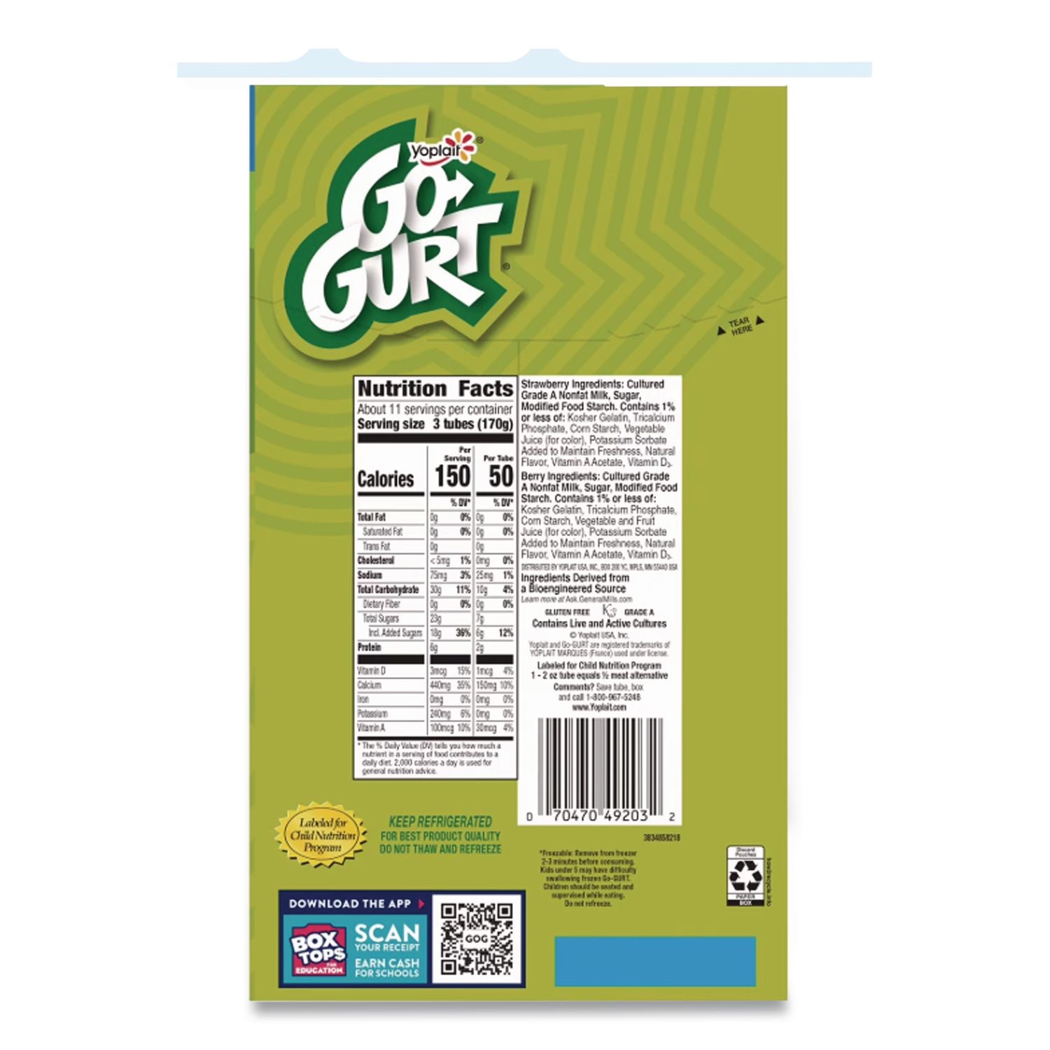 Go-Gurt Low Fat Yogurt, 2 oz Tube, 32 Tubes/Carton, Ships in 1-3 Business Days