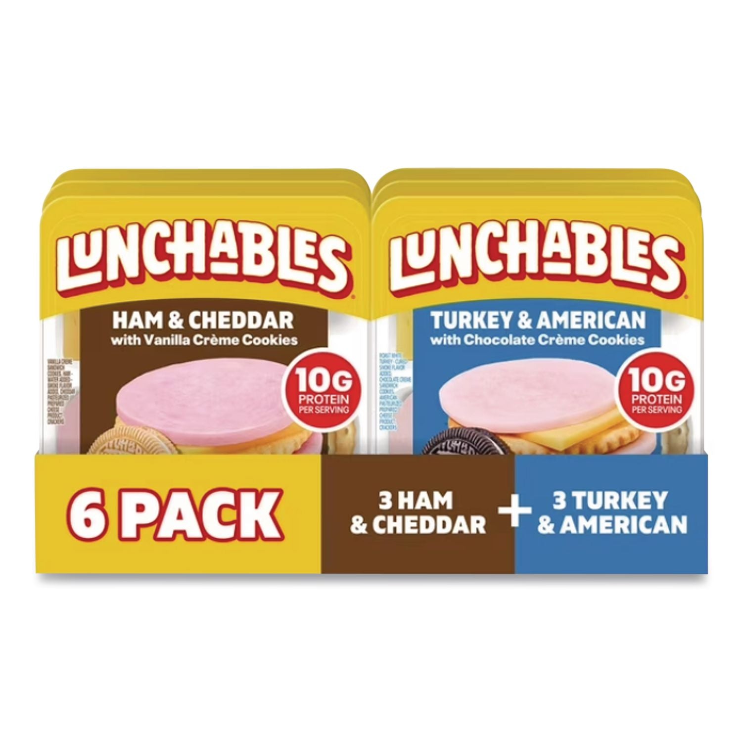 Lunchables Variety Pack, Turkey/American and Ham/Cheddar, 6/Carton, Ships in 1-3 Business Days