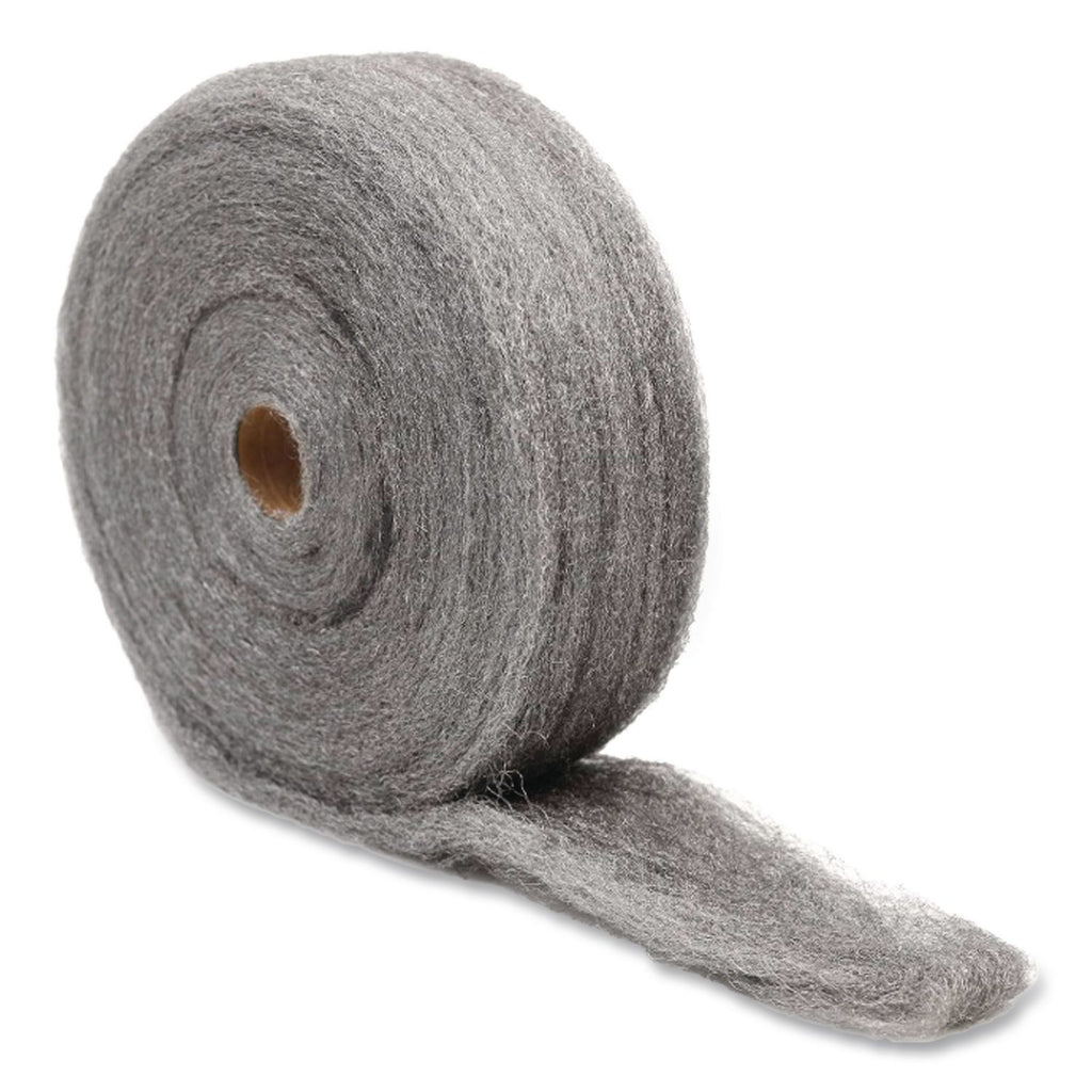 Industrial-Quality Steel Wool Reel, #2 Medium Coarse, 5 lb Reel, Steel Gray, 6/Carton