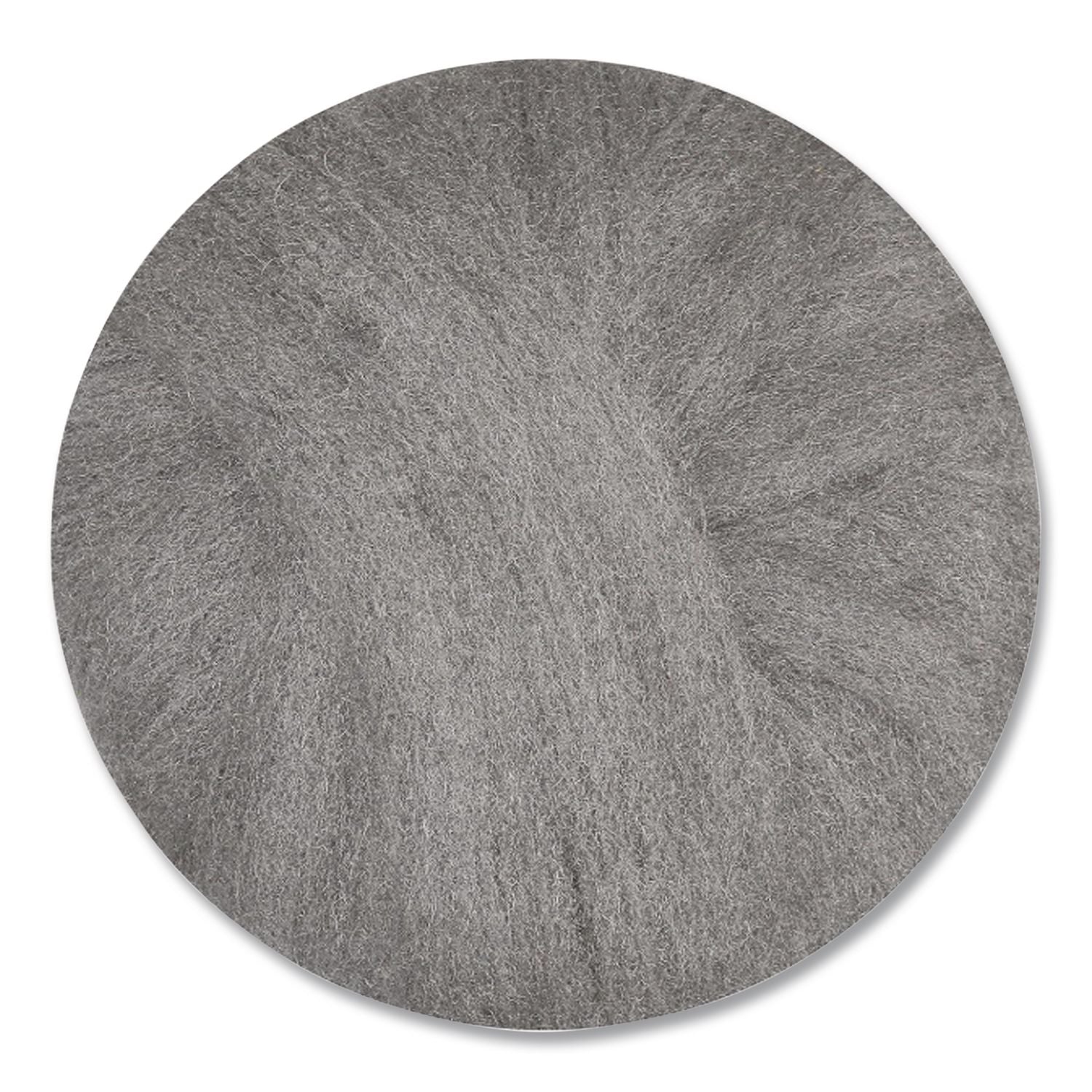 Radial Steel Wool Pads, Grade 0 (Fine): Cleaning and Polishing, 17" Diameter, Gray, 12/Carton
