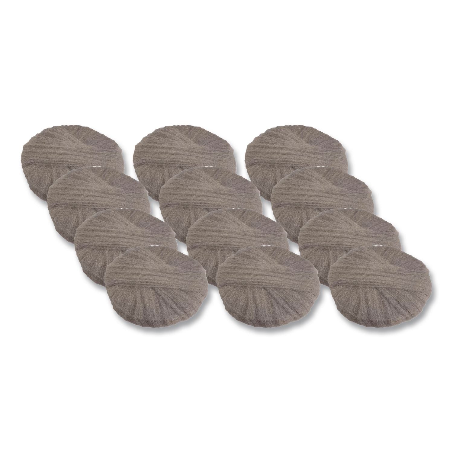 Radial Steel Wool Pads, Grade 0 (Fine): Cleaning and Polishing, 17" Diameter, Gray, 12/Carton