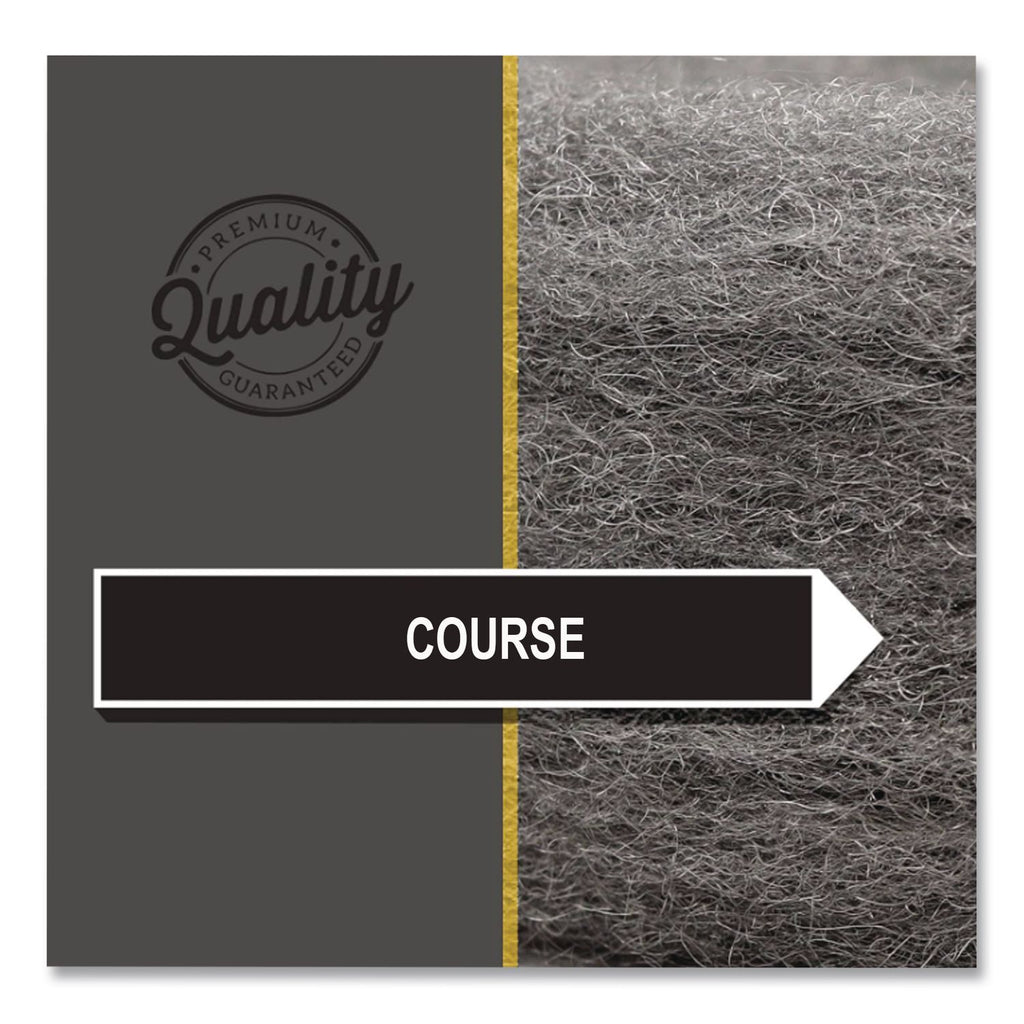 Radial Steel Wool Pads, Grade 2 (Coarse): Stripping/Scrubbing, 17" Diameter, Gray, 12/Carton