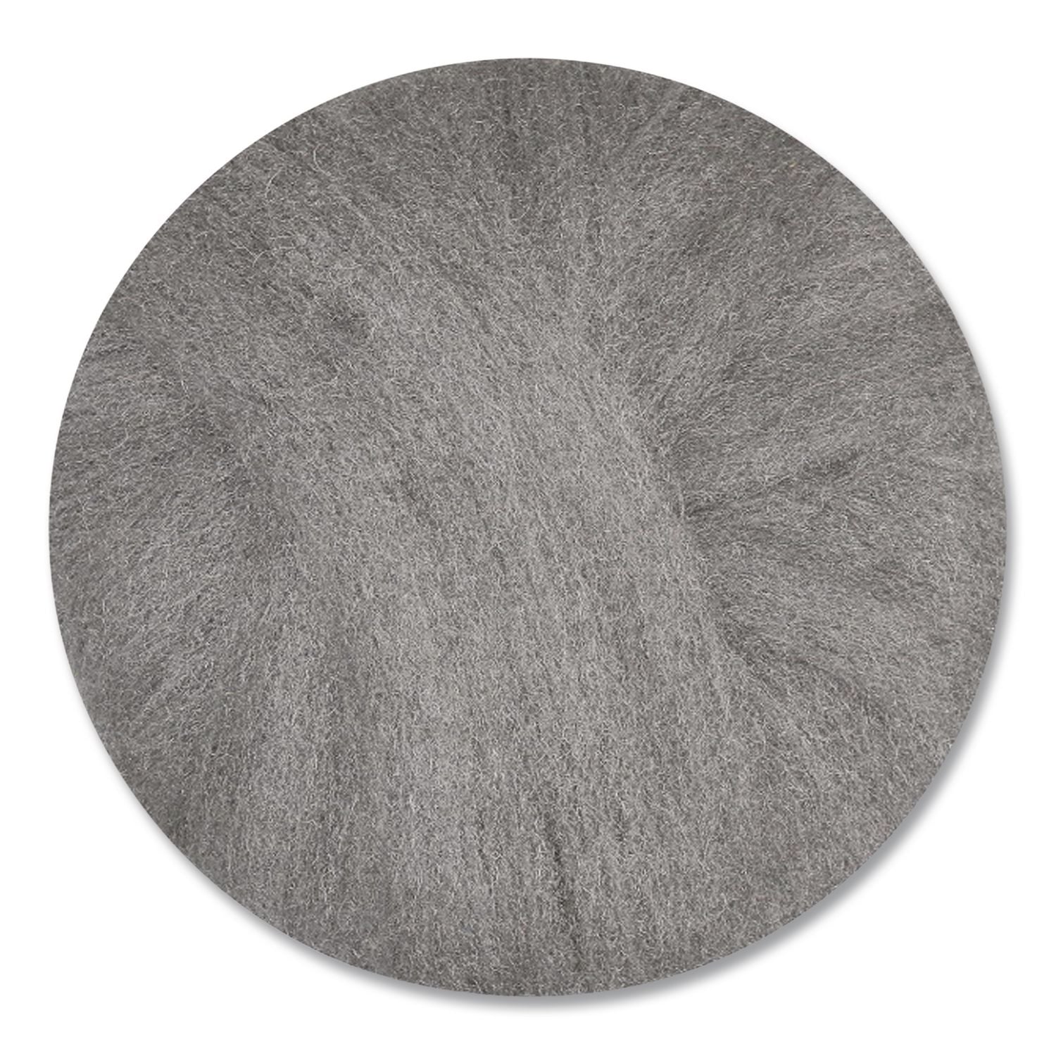 Radial Steel Wool Pads, Grade 2 (Coarse): Stripping/Scrubbing, 17" Diameter, Gray, 12/Carton