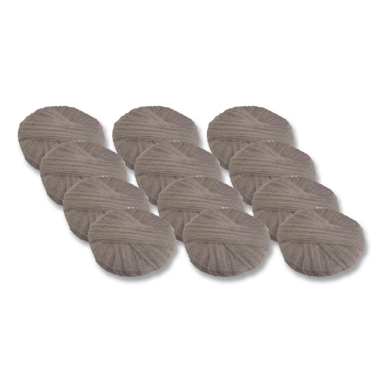 Radial Steel Wool Pads, Grade 0 (Fine): Cleaning and Polishing, 20" Diameter, Gray, 12/Carton