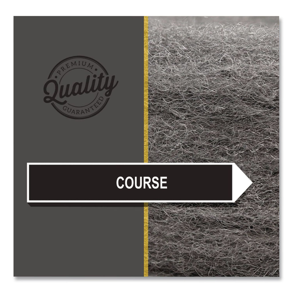 Radial Steel Wool Pads, Grade 2 (Coarse): Stripping/Scrubbing, 20" Diameter, Gray, 12/Carton