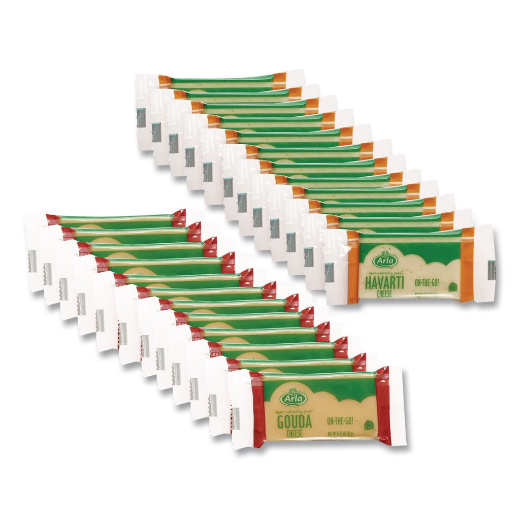 Havarti and Gouda Cheese Snack Bars, 0.75 oz Bars, 24 Bars/Carton, Ships in 1-3 Business Days