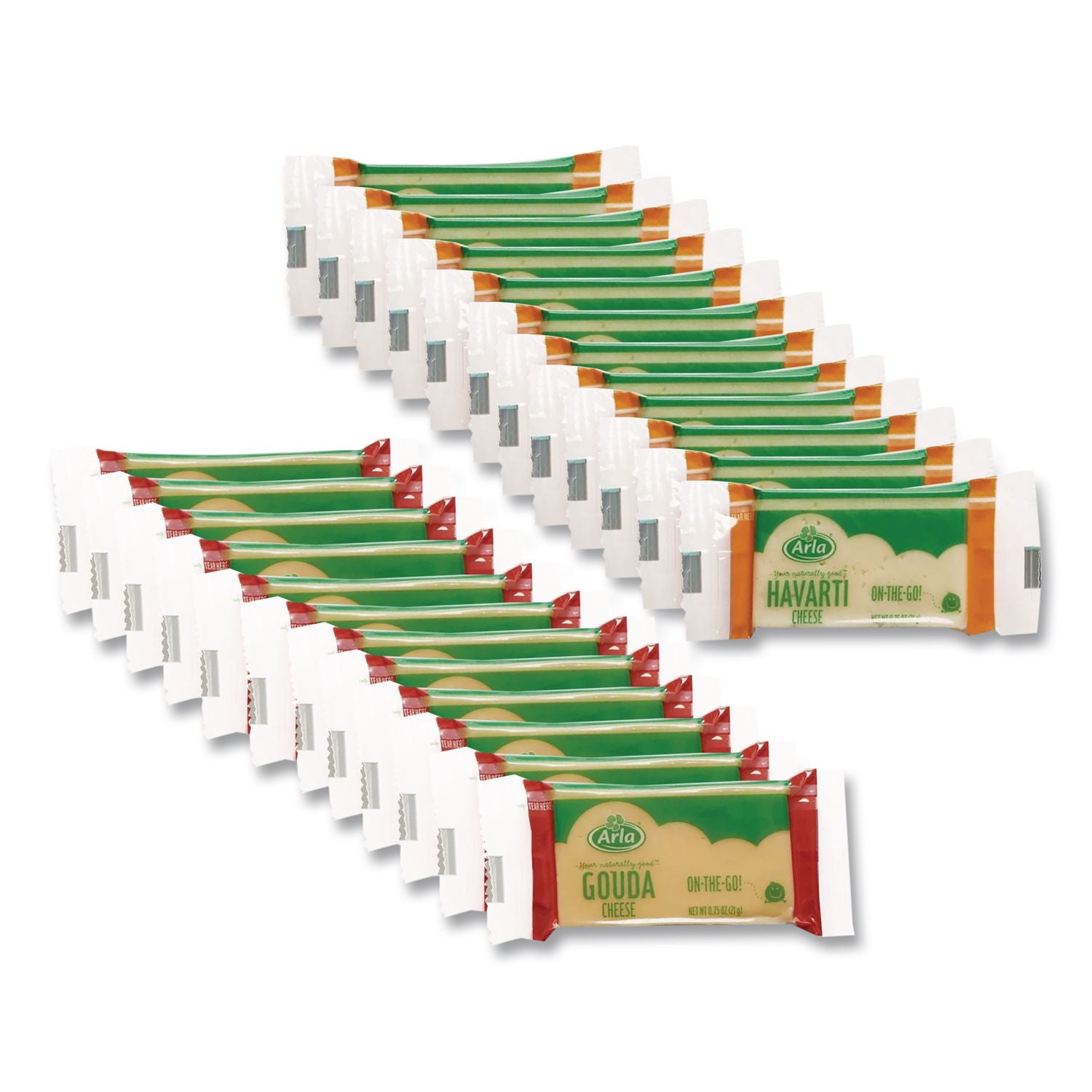 Havarti and Gouda Cheese Snack Bars, 0.75 oz Bars, 24 Bars/Carton, Ships in 1-3 Business Days