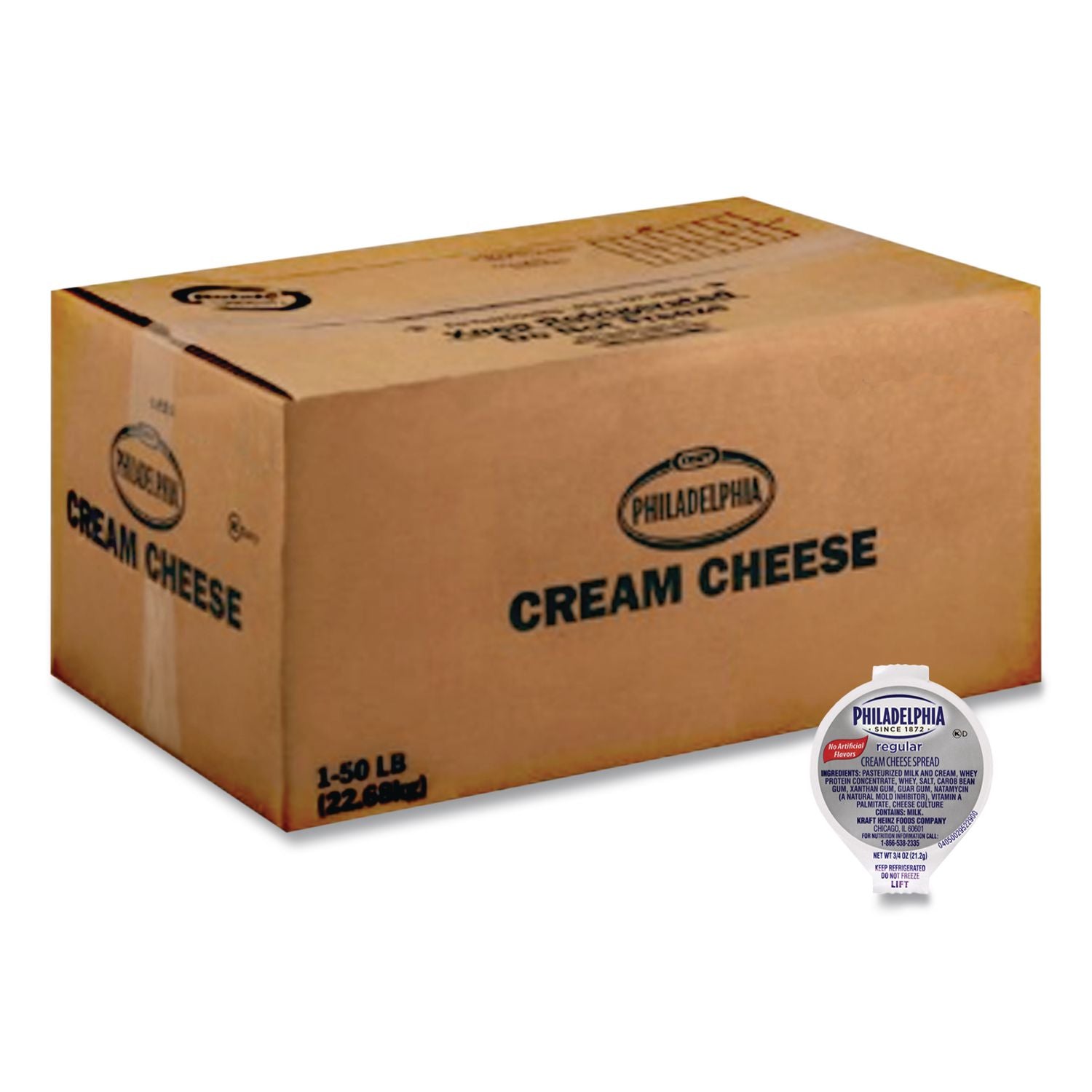 Philadelphia Cream Cheese, Original, 0.75 oz Cup, 50/Carton, Ships in 1-3 Business Days