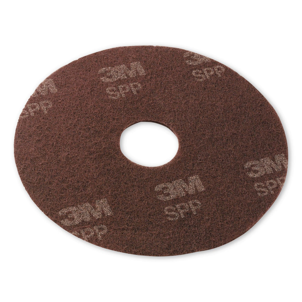 Surface Prep Floor Pads, 16" Diameter, Brown, 10/Carton