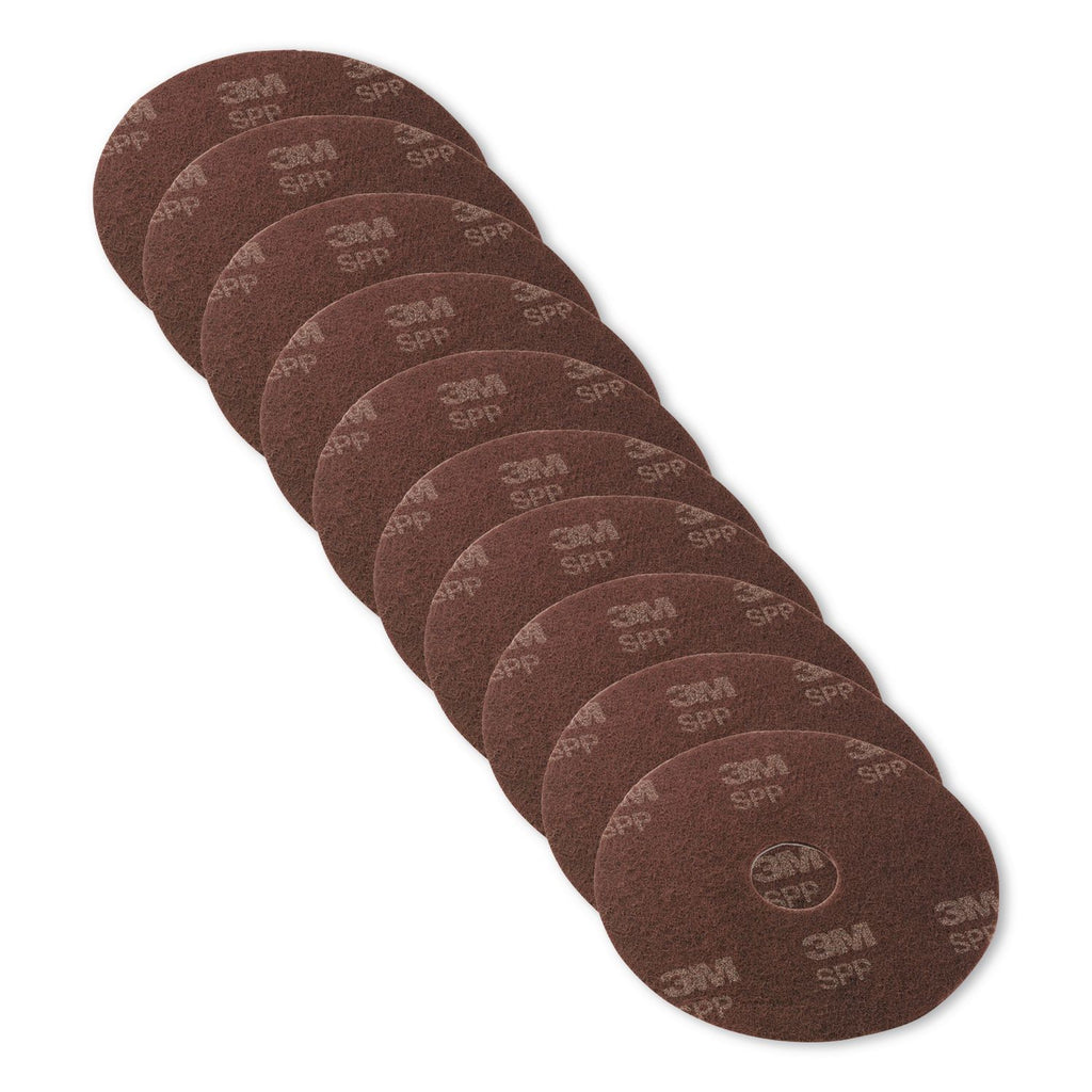 Surface Prep Floor Pads, 16" Diameter, Brown, 10/Carton