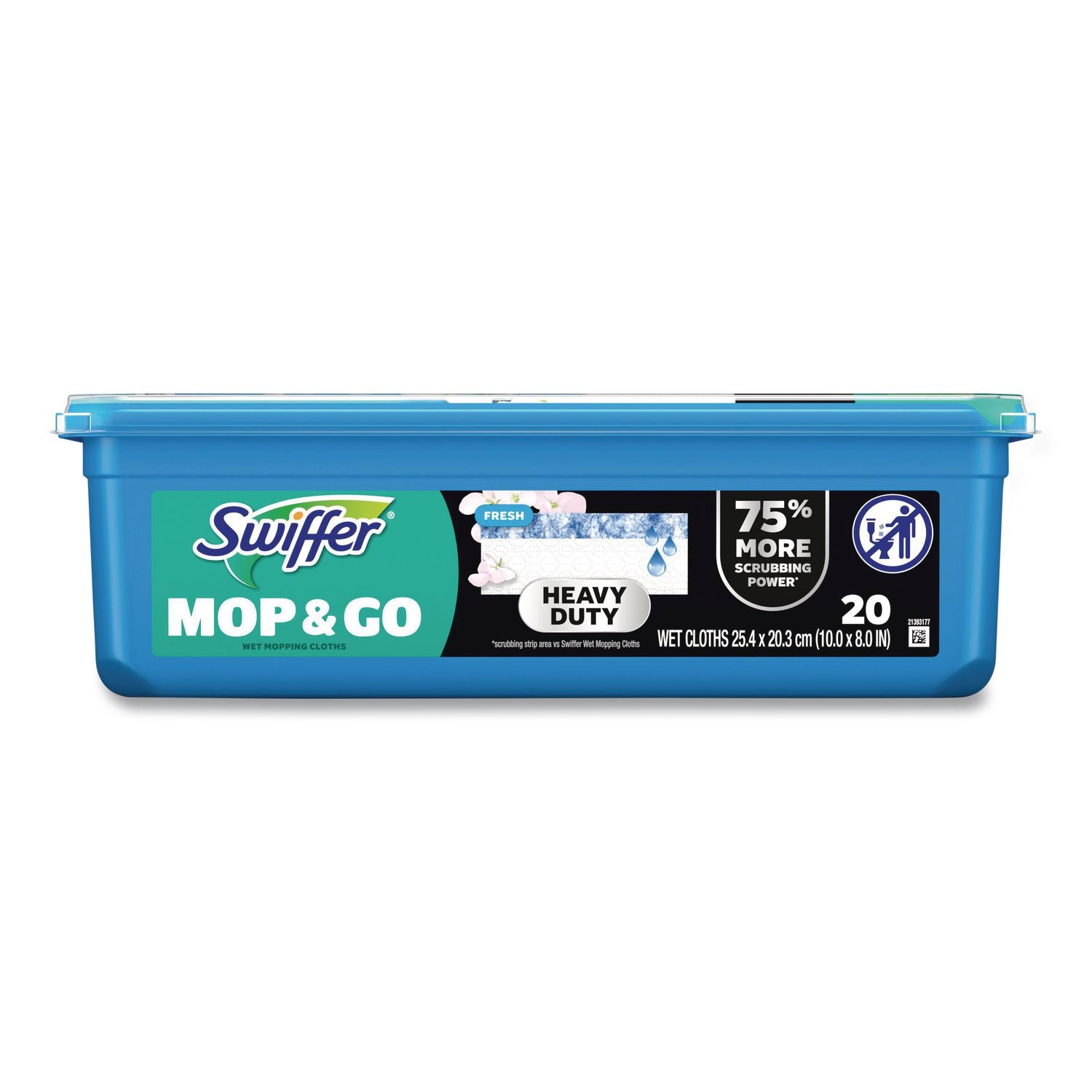 Heavy-Duty Wet Refill Cloths, 10 x 8, Open Window Fresh, 20/Tub, 6 Tubs/Carton