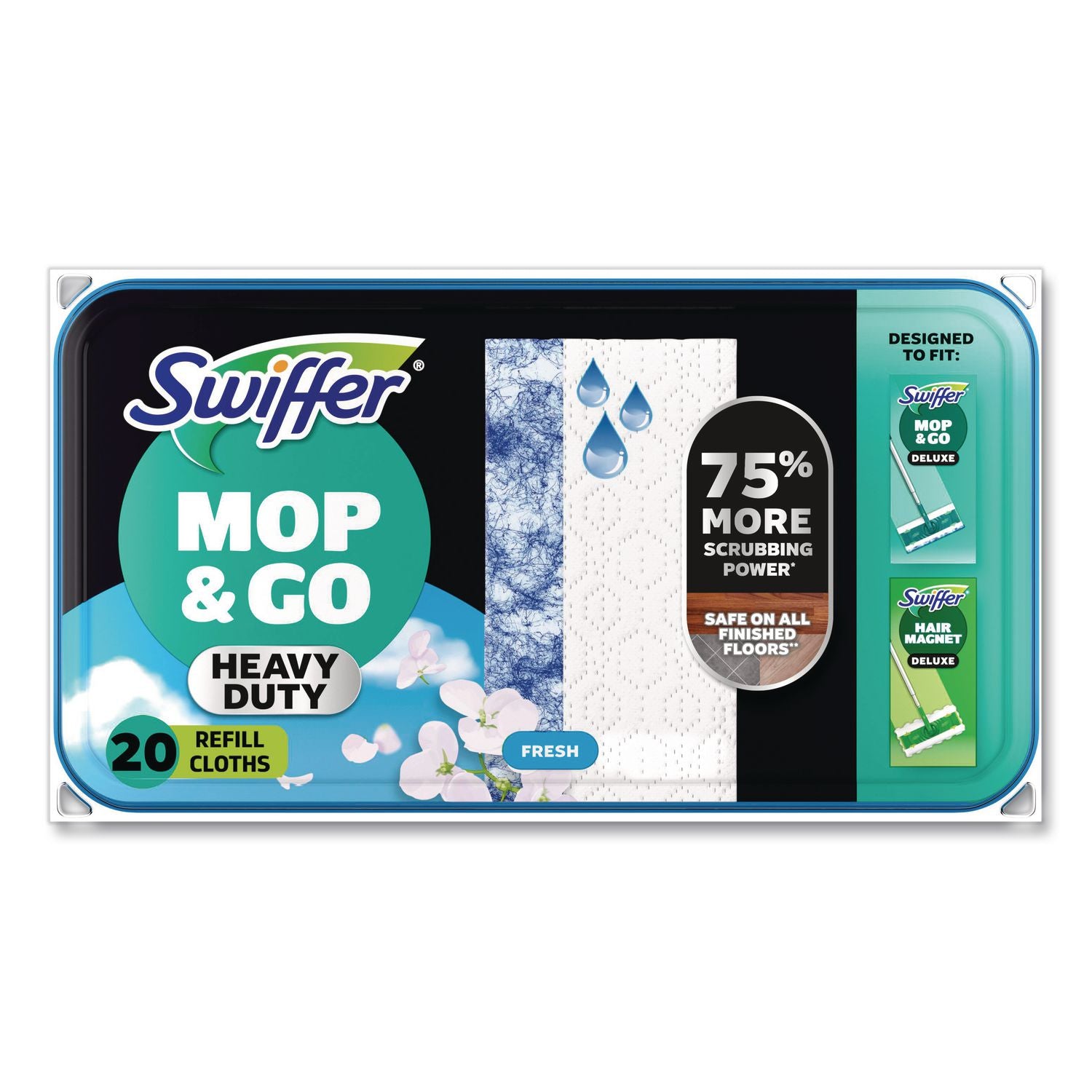 Heavy-Duty Wet Refill Cloths, 10 x 8, Open Window Fresh, 20/Tub, 6 Tubs/Carton