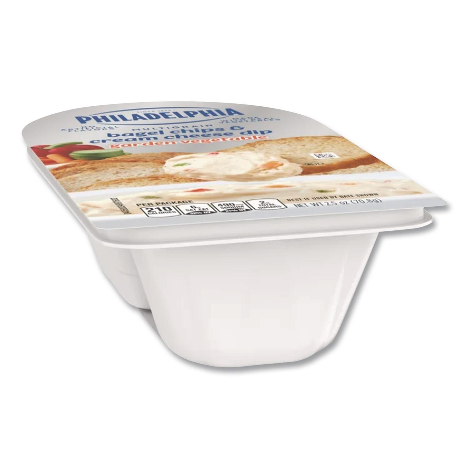 Multigrain Bagel Chips and Garden Vegetable Cream Cheese Dip, 2.5 oz, 5/Carton, Ships in 1-3 Business Days