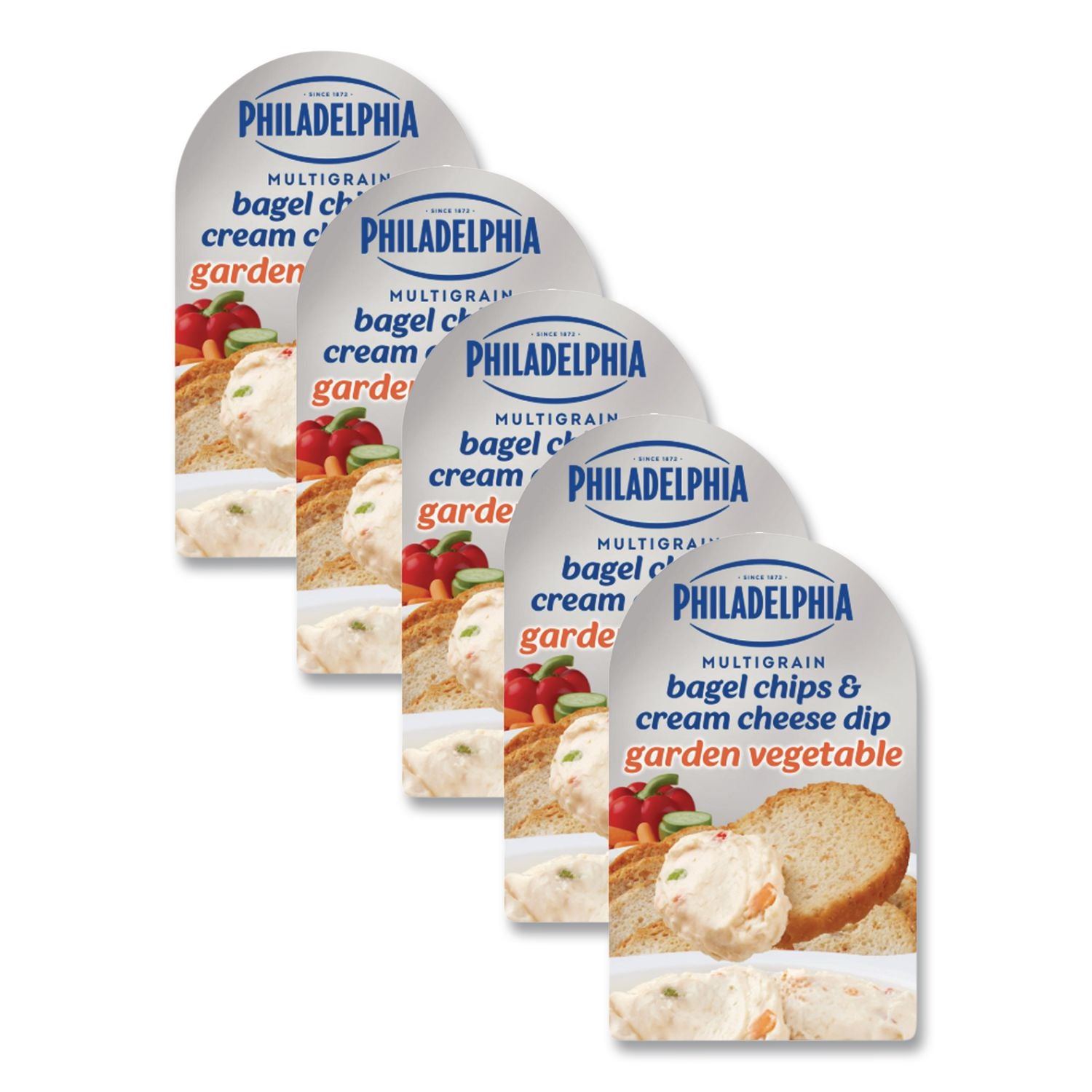 Multigrain Bagel Chips and Garden Vegetable Cream Cheese Dip, 2.5 oz, 5/Carton, Ships in 1-3 Business Days