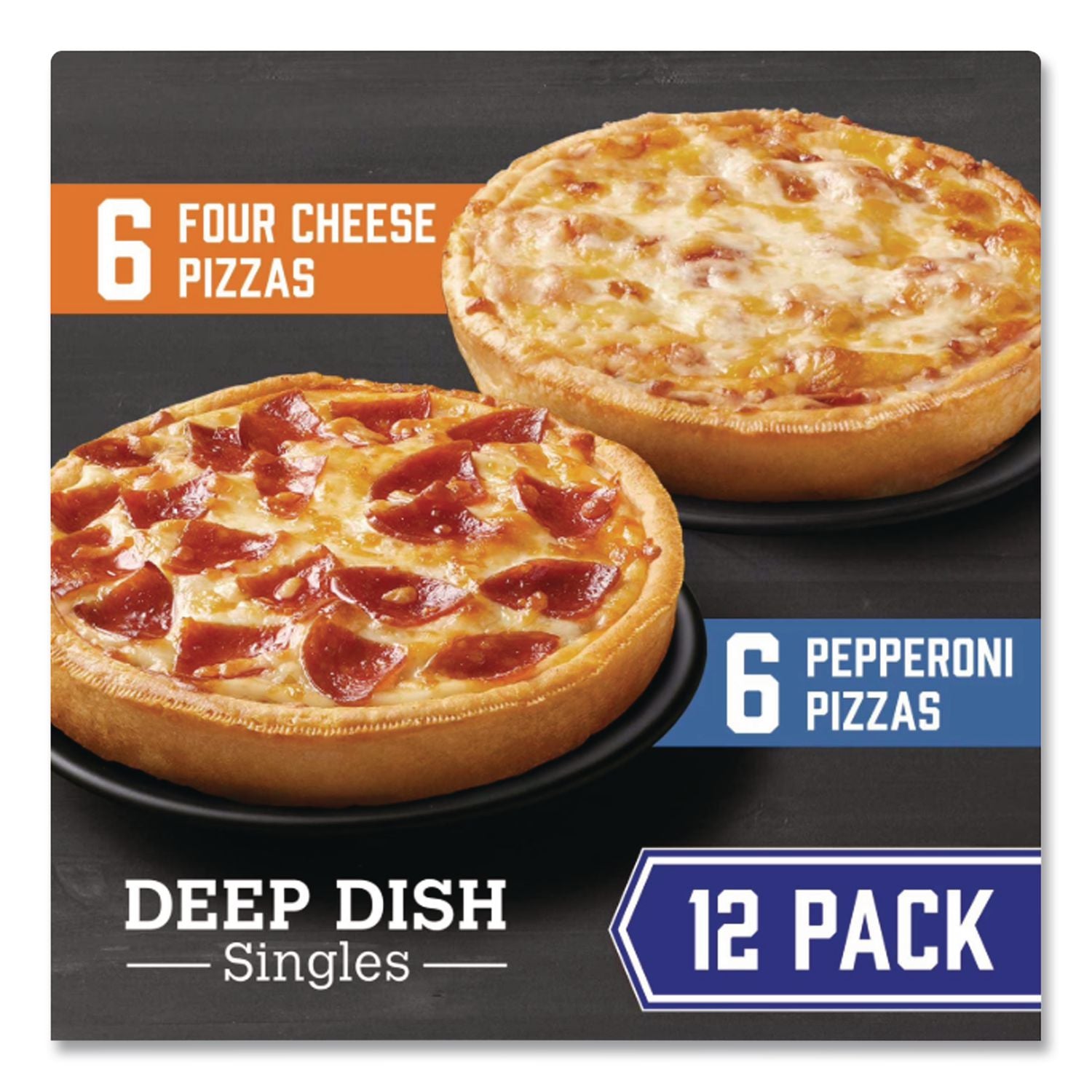 Deep Dish Pizza Singles Variety Pack, Four Cheese/Pepperoni, 5.5 oz Pack, 12 Packs/Carton, Ships in 1-3 Business Days