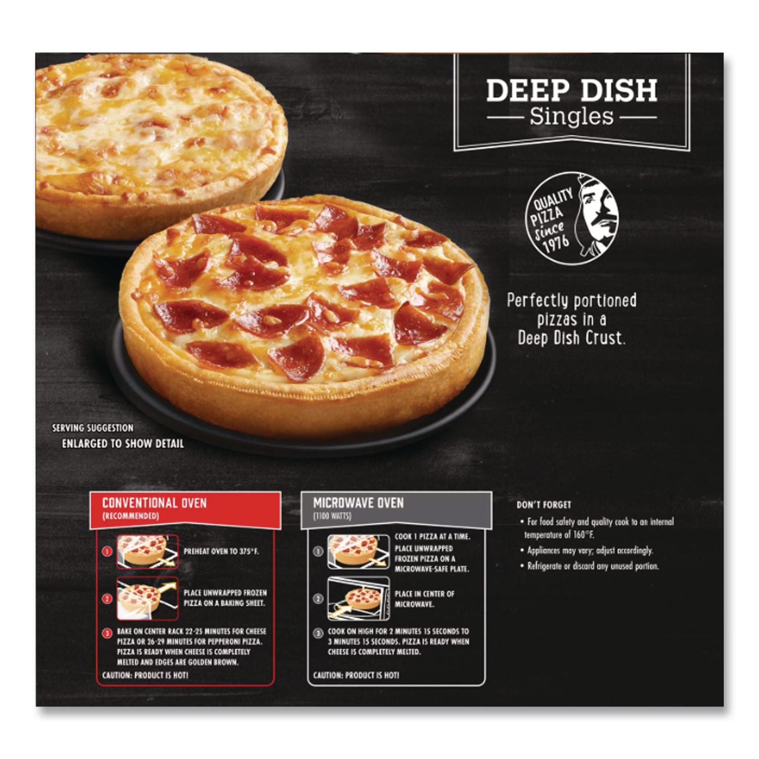 Deep Dish Pizza Singles Variety Pack, Four Cheese/Pepperoni, 5.5 oz Pack, 12 Packs/Carton, Ships in 1-3 Business Days