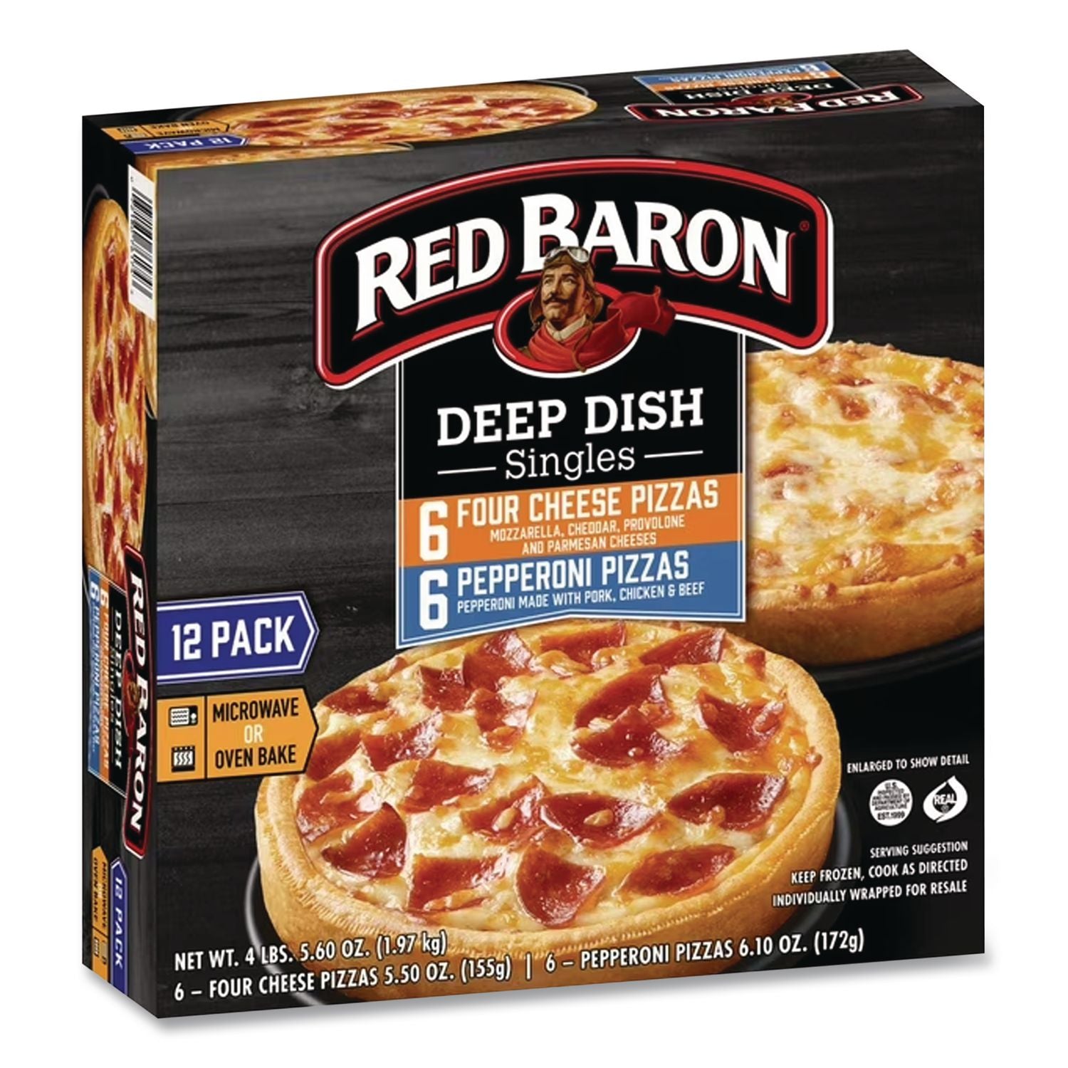 Deep Dish Pizza Singles Variety Pack, Four Cheese/Pepperoni, 5.5 oz Pack, 12 Packs/Carton, Ships in 1-3 Business Days