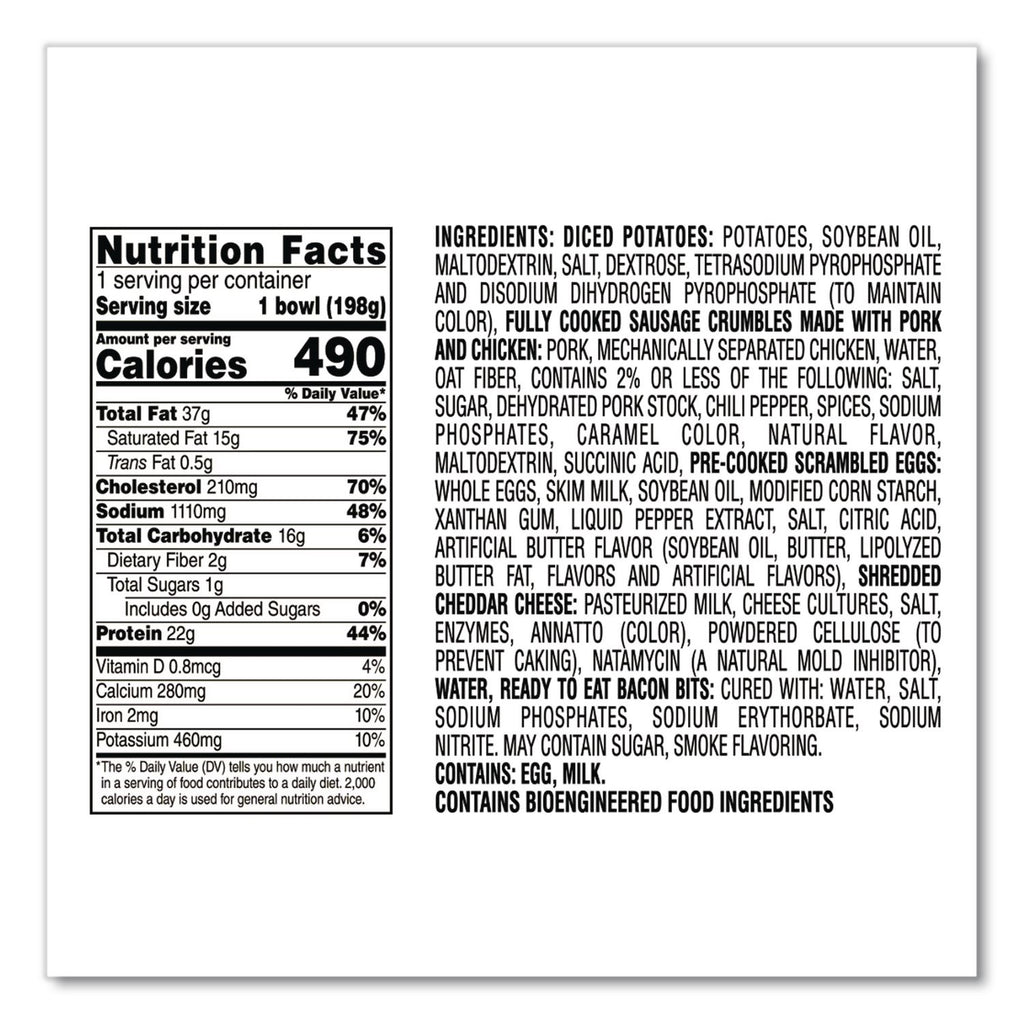 Breakfast Bowl Meat Lovers, 7 oz, 8/Carton, Ships in 1-3 Business Days