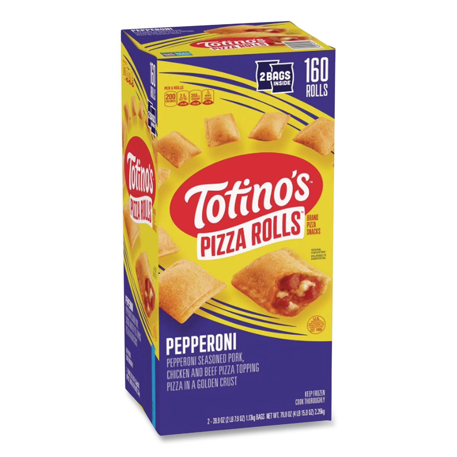 Pepperoni Pizza Rolls, 39.9 oz Bag, 80 Rolls/Bag, 2 Bags/Carton, Ships in 1-3 Business Days