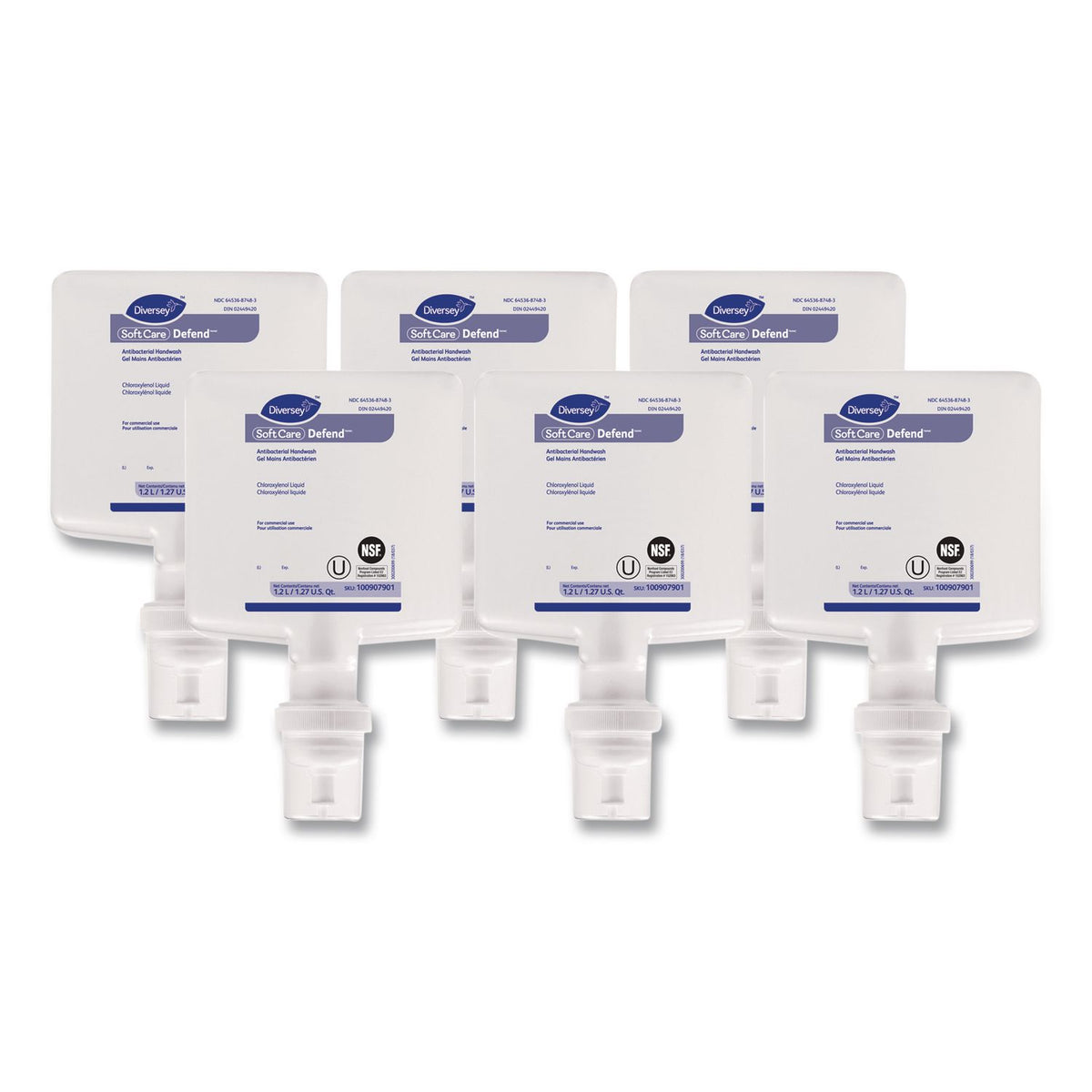 Soft Care Defend Handwash for IntelliCare Dispensers, Fragrance-Free, 1.2 L Refill, 6/Carton