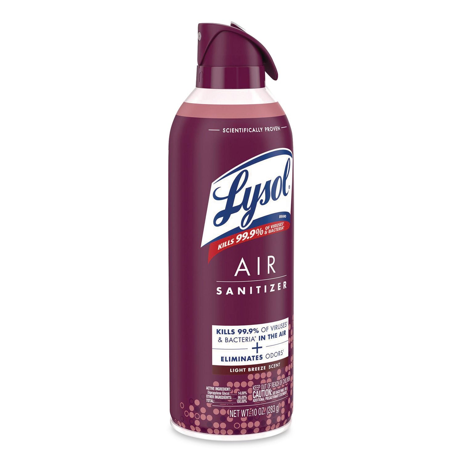 Air Sanitizer Spray, Light Breeze Scent, 10 oz Aerosol Can, 6/Carton
