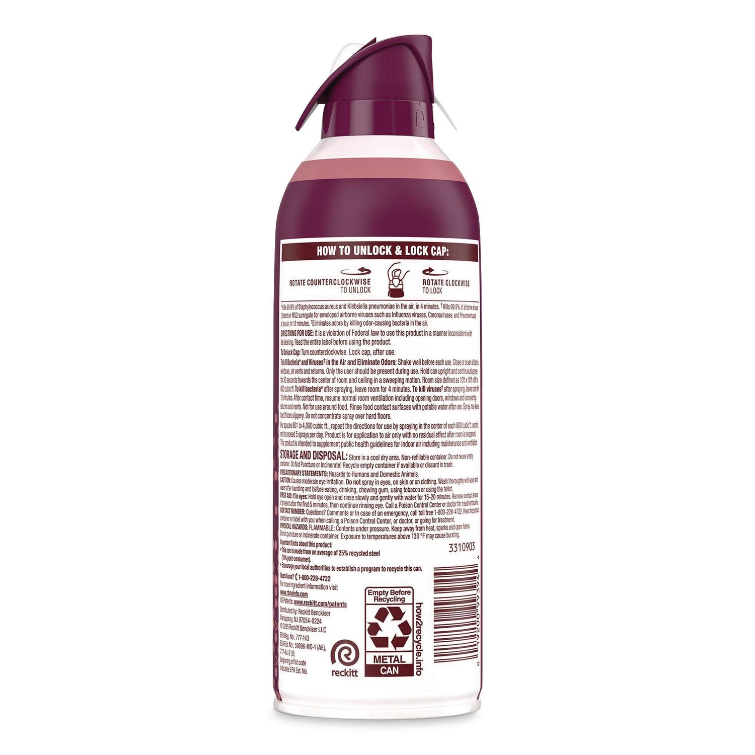 Air Sanitizer Spray, Light Breeze Scent, 10 oz Aerosol Can, 6/Carton