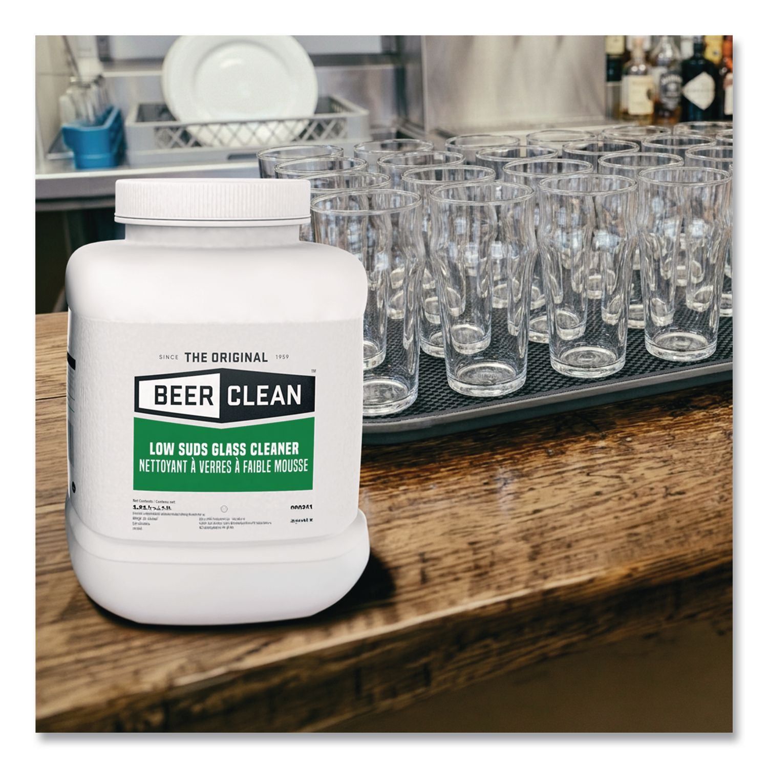 Beer Clean Glass Cleaner, Unscented, Powder, 4 lb. Container