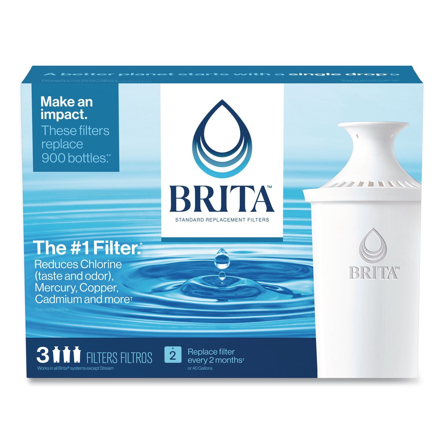 Water Filter Pitcher Advanced Replacement Filters, 3/Pack, 8 Packs/Carton