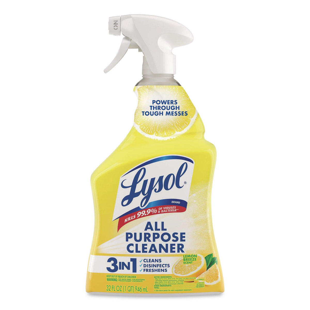Ready-to-Use All-Purpose Cleaner, Lemon Breeze, 32 oz Spray Bottle, 12/Carton