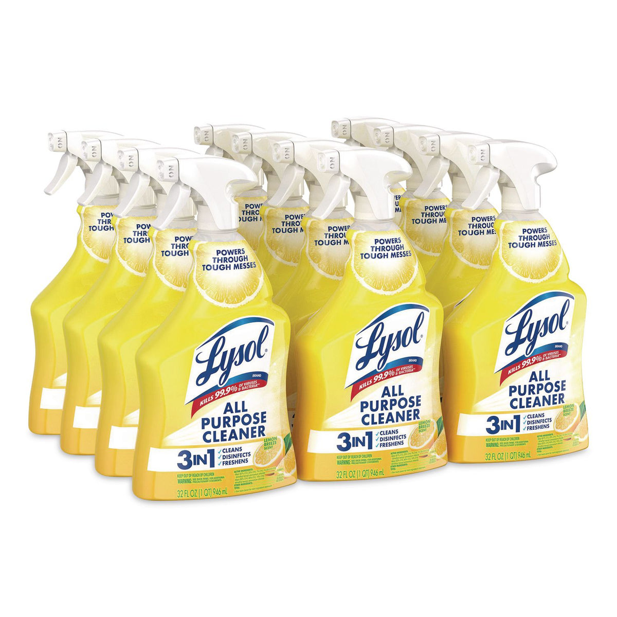 Ready-to-Use All-Purpose Cleaner, Lemon Breeze, 32 oz Spray Bottle, 12/Carton
