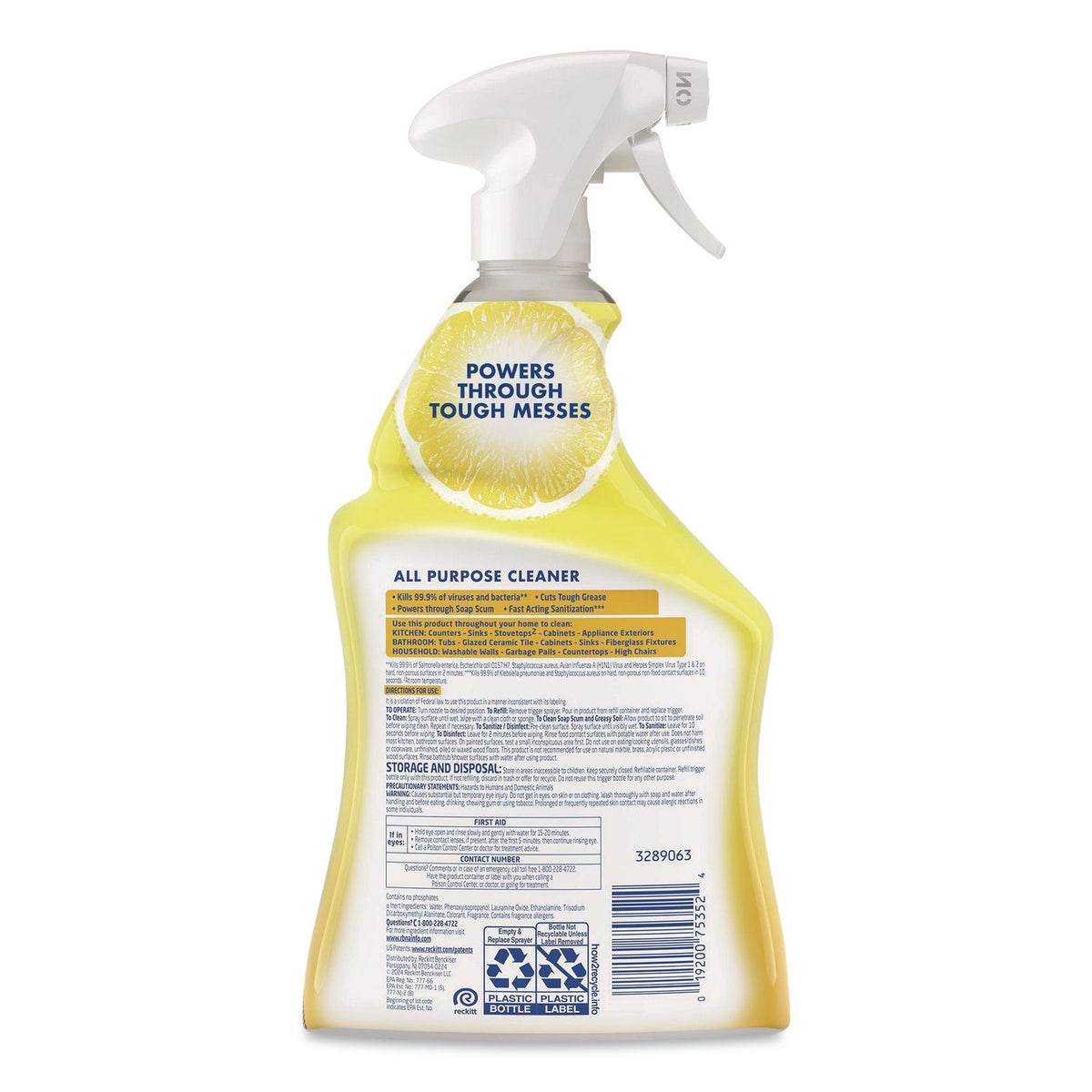 Ready-to-Use All-Purpose Cleaner, Lemon Breeze, 32 oz Spray Bottle, 12/Carton