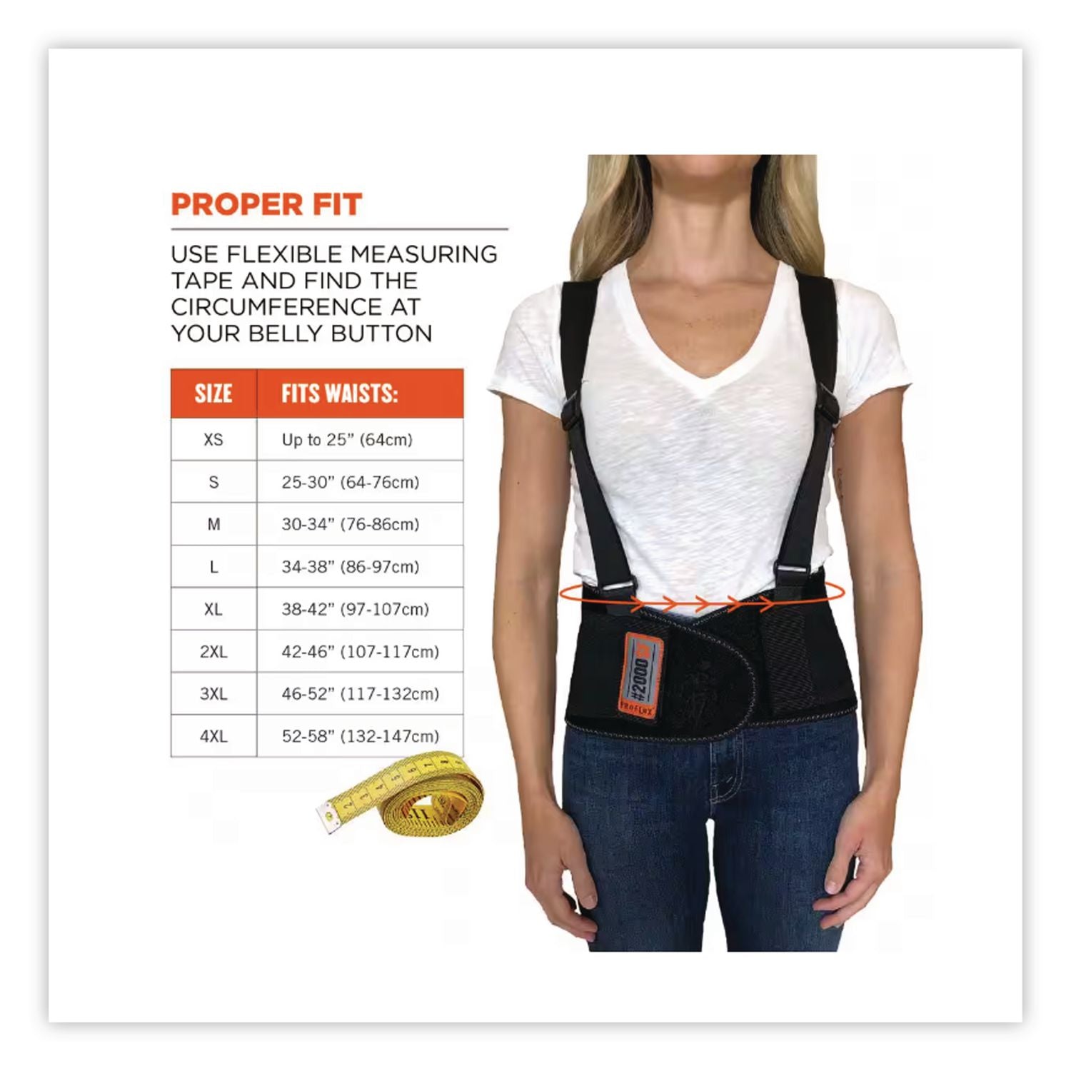 ProFlex 2000SF High-Performance Spandex Back Support Brace, Medium, 30" to 34" Waist, Black
