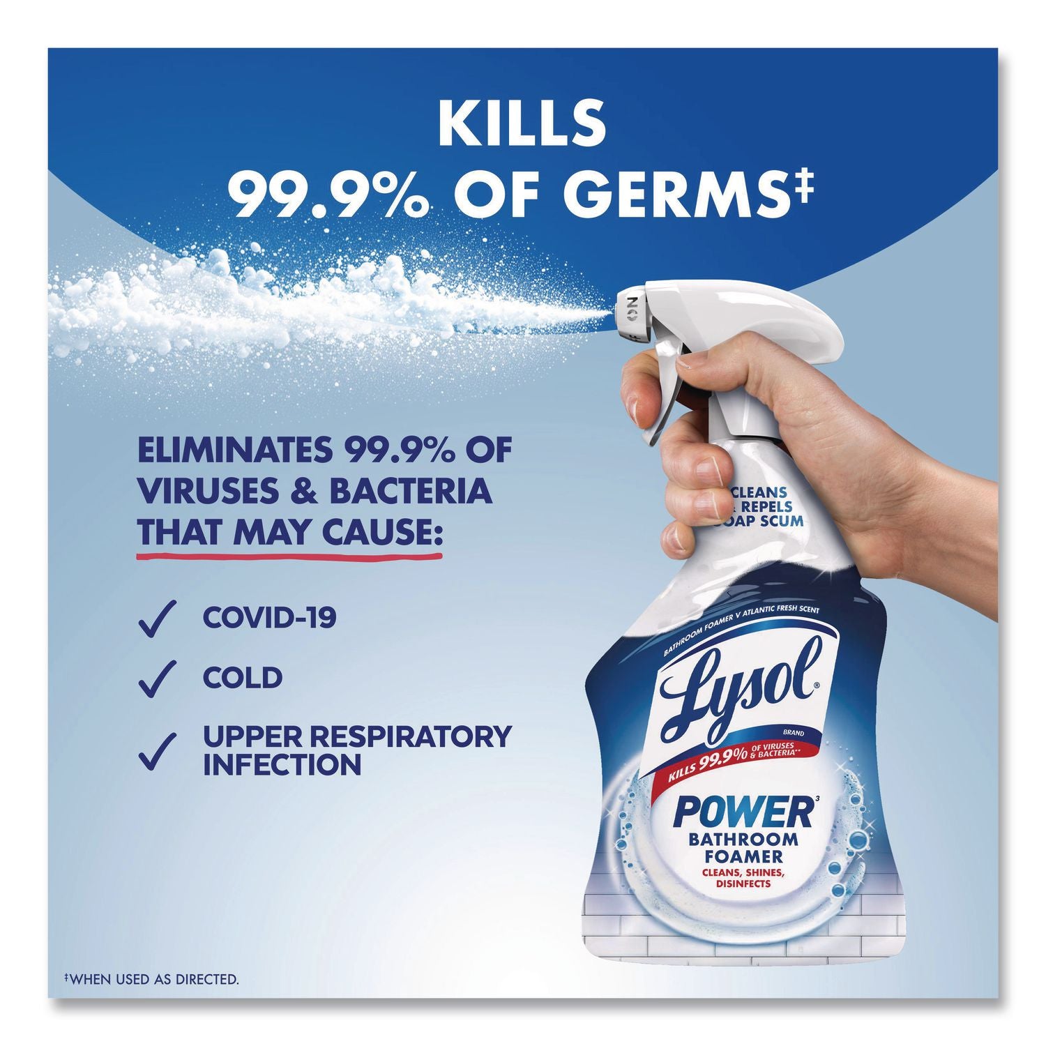Disinfectant Power Bathroom Foamer, Liquid, Unscented, 32 oz Spray Bottle, 12/Carton