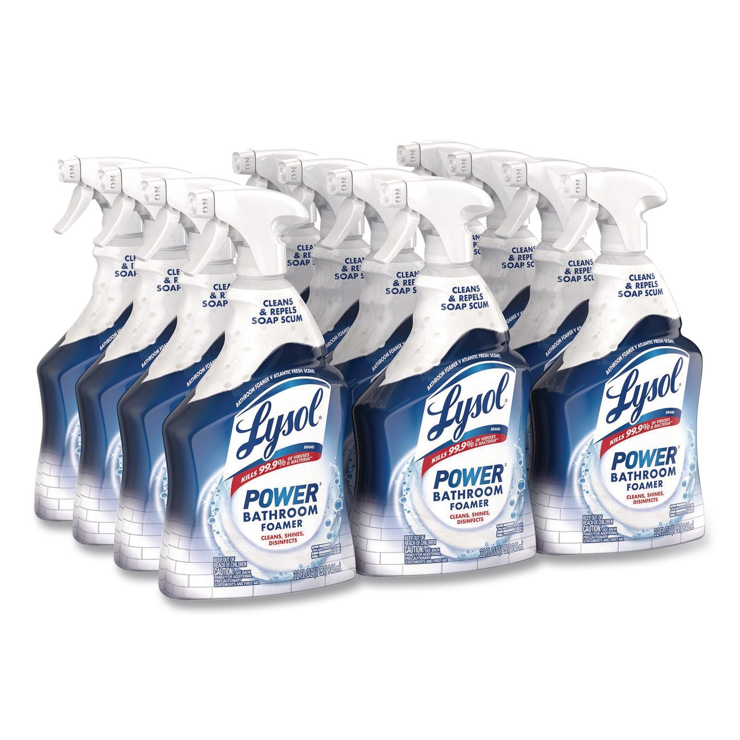 Disinfectant Power Bathroom Foamer, Liquid, Unscented, 32 oz Spray Bottle, 12/Carton