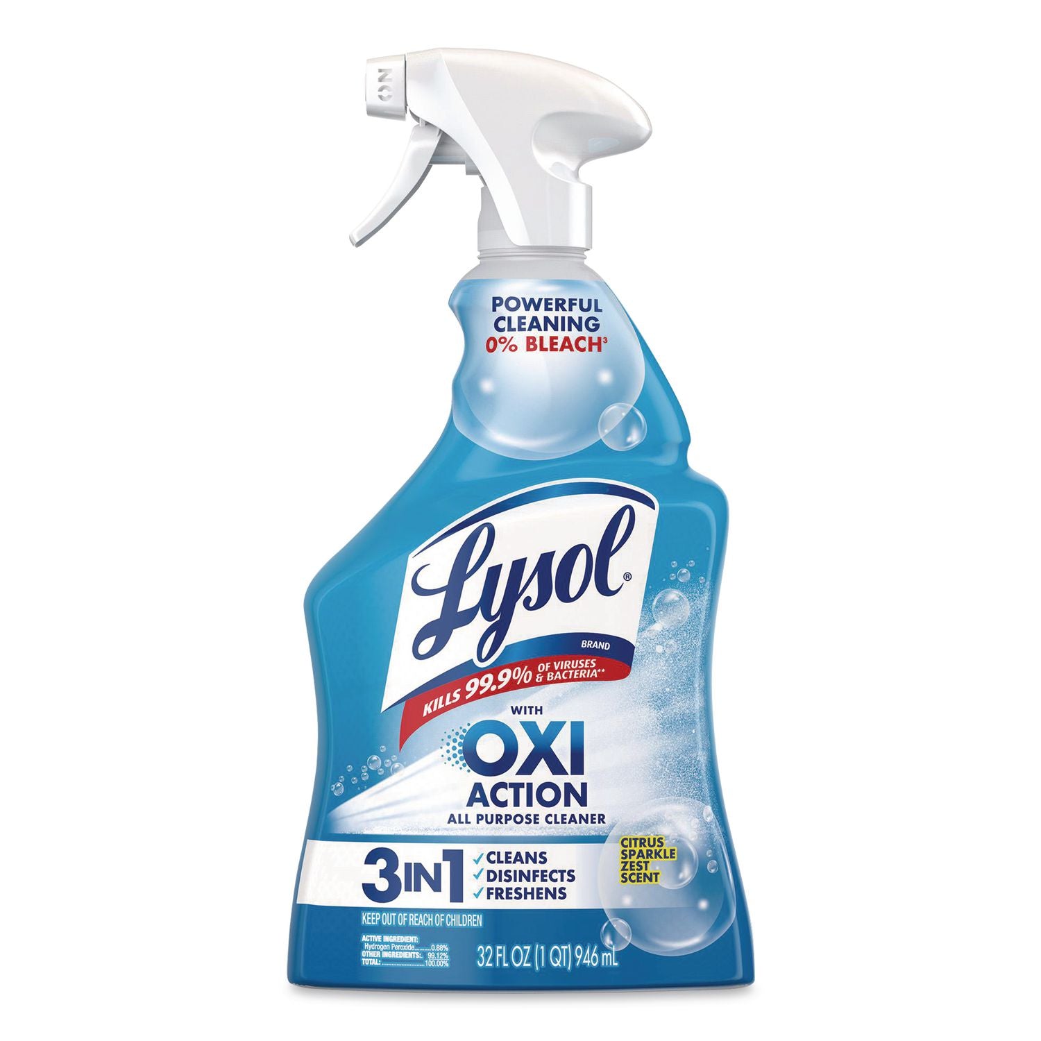 Multi-Purpose Hydrogen Peroxide Cleaner, Citrus Sparkle Zest, 32 oz Trigger Spray Bottle, 9/Carton