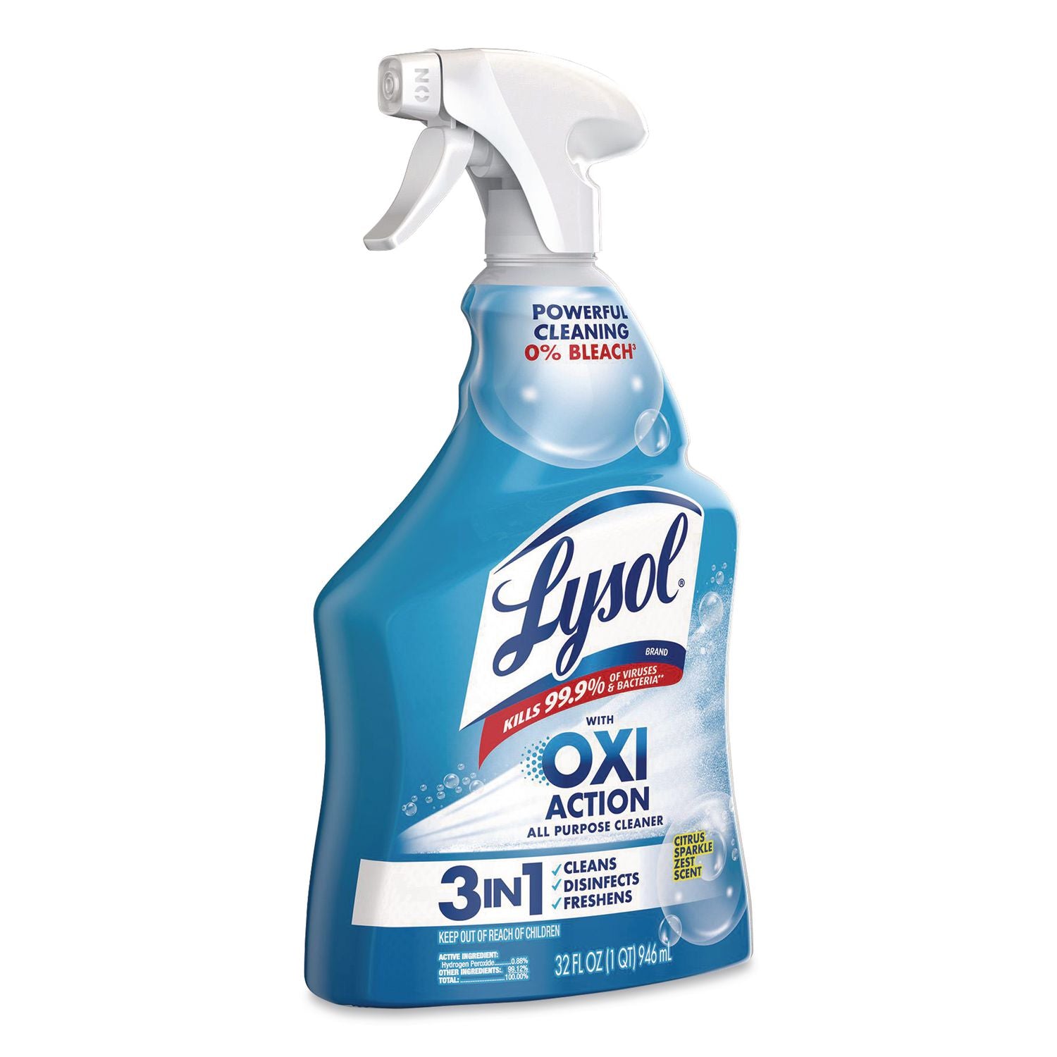 Multi-Purpose Hydrogen Peroxide Cleaner, Citrus Sparkle Zest, 32 oz Trigger Spray Bottle, 9/Carton