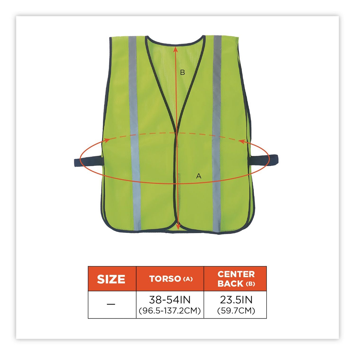 GloWear 8020HL Safety Vest, Polyester Mesh, Hook Closure, One Size Fit All, Lime