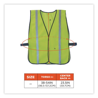 GloWear 8020HL Safety Vest, Polyester Mesh, Hook Closure, One Size Fit All, Lime
