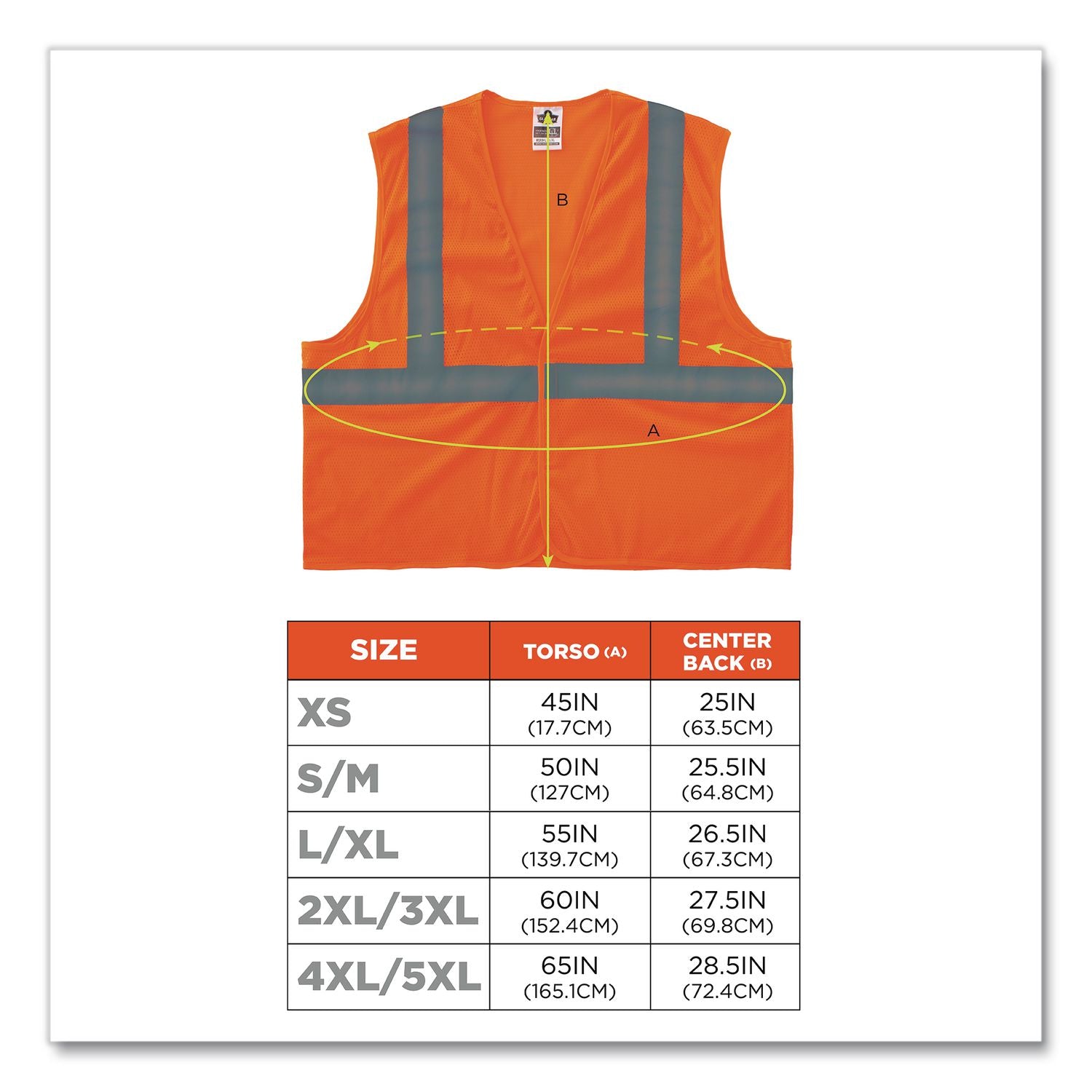 GloWear 8205HL Type R Class 2 Super Econo Mesh Vest, 4X-Large to 5X-Large, Orange, Ships in 1-3 Business Days