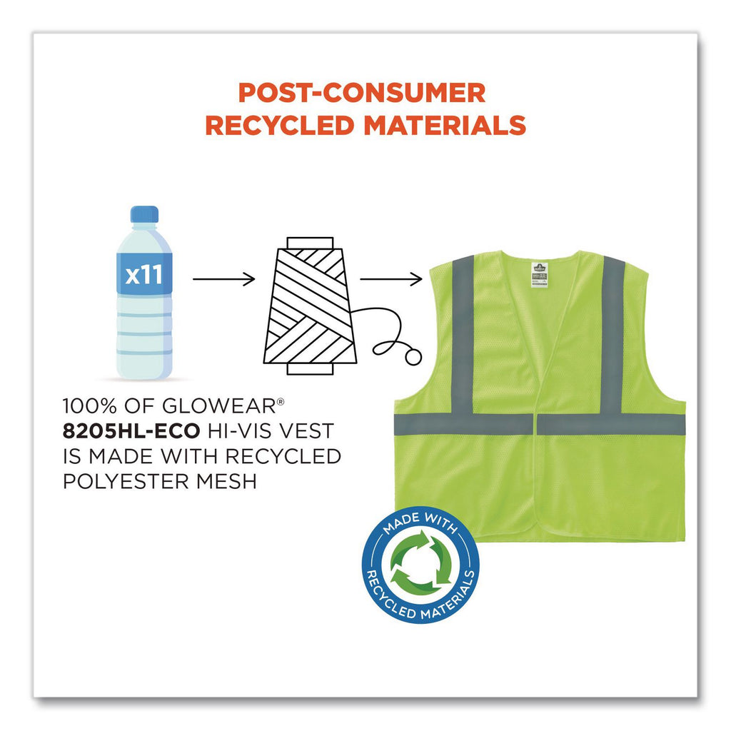 GloWear 8205HL Type R Class 2 Super Econo Mesh Safety Vest, 2X-Large to 3X-Large, Lime