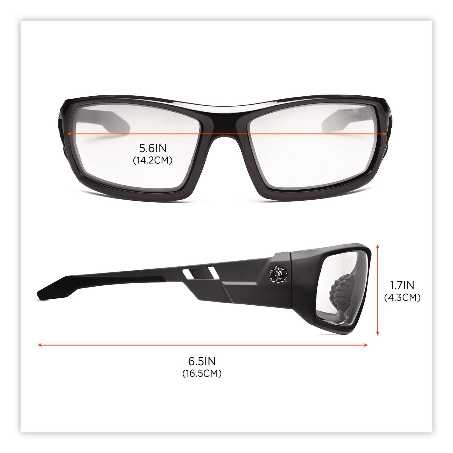 Skullerz Odin Safety Glasses, Black Frame/Clear Lens, Nylon/Polycarb, Ships in 1-3 Business Days