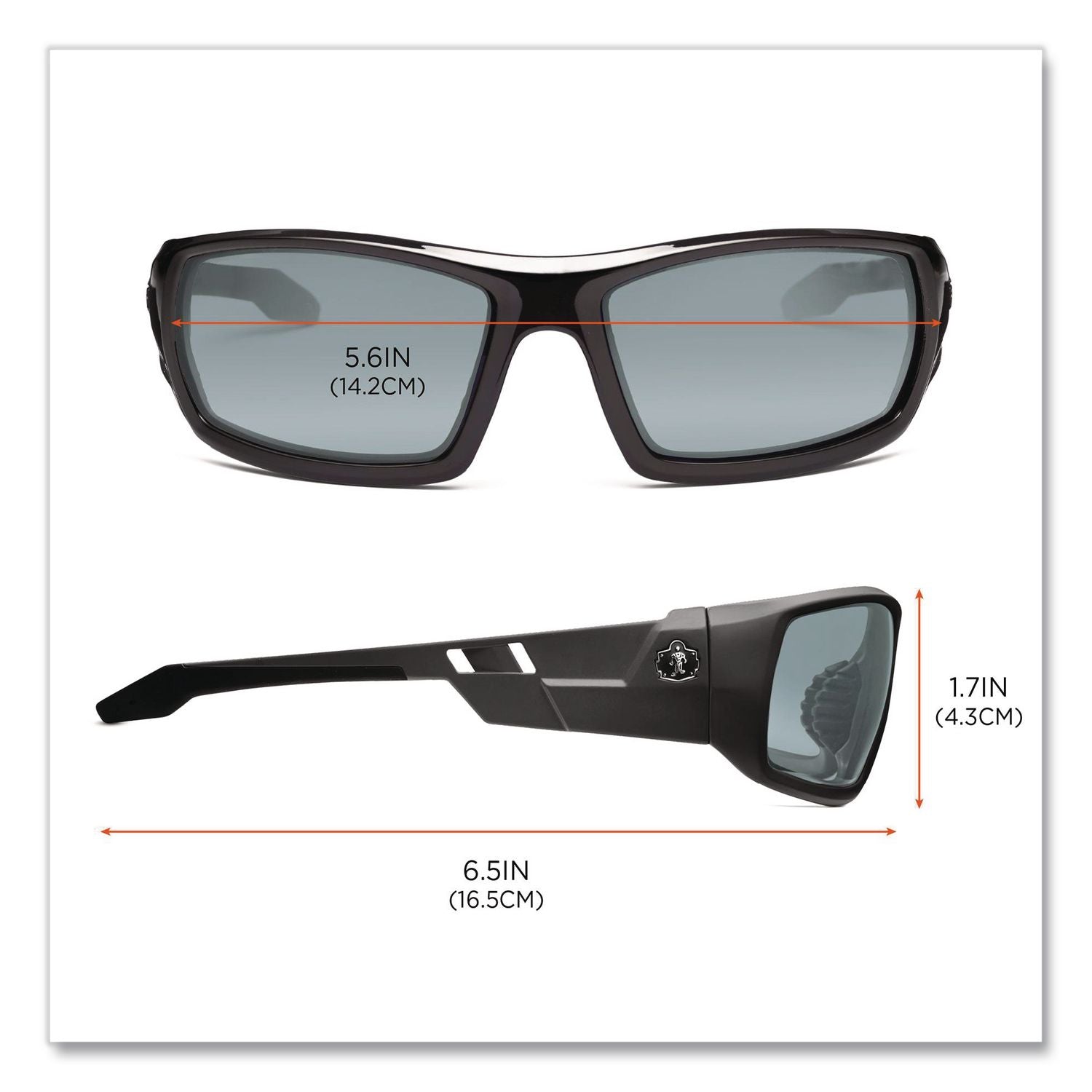 Skullerz Odin Safety Glasses, Black Frame/Silver Lens, Nylon/Polycarb, Ships in 1-3 Business Days