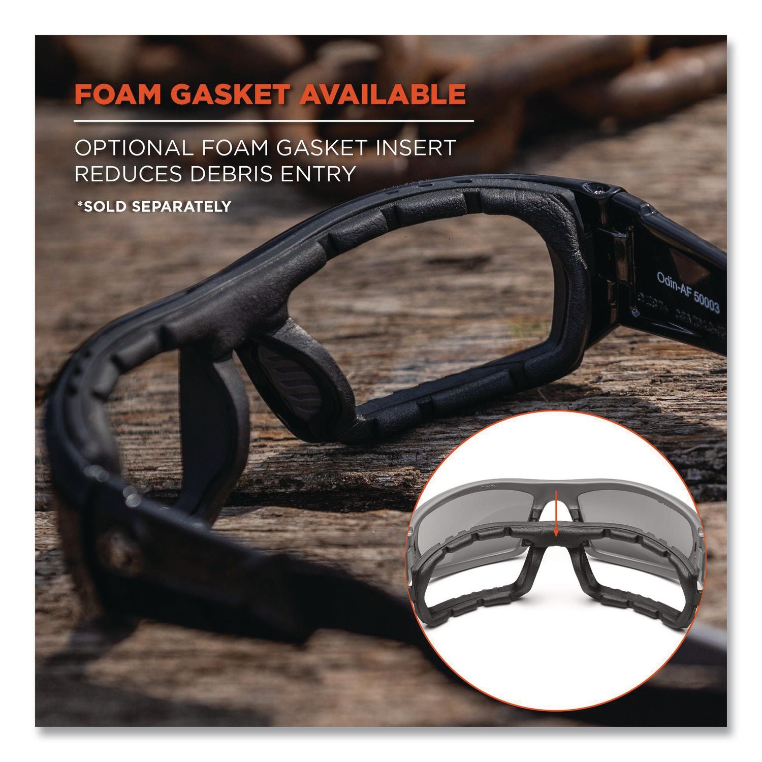 Skullerz Odin Safety Glasses, Black Frame/Silver Lens, Nylon/Polycarb, Ships in 1-3 Business Days