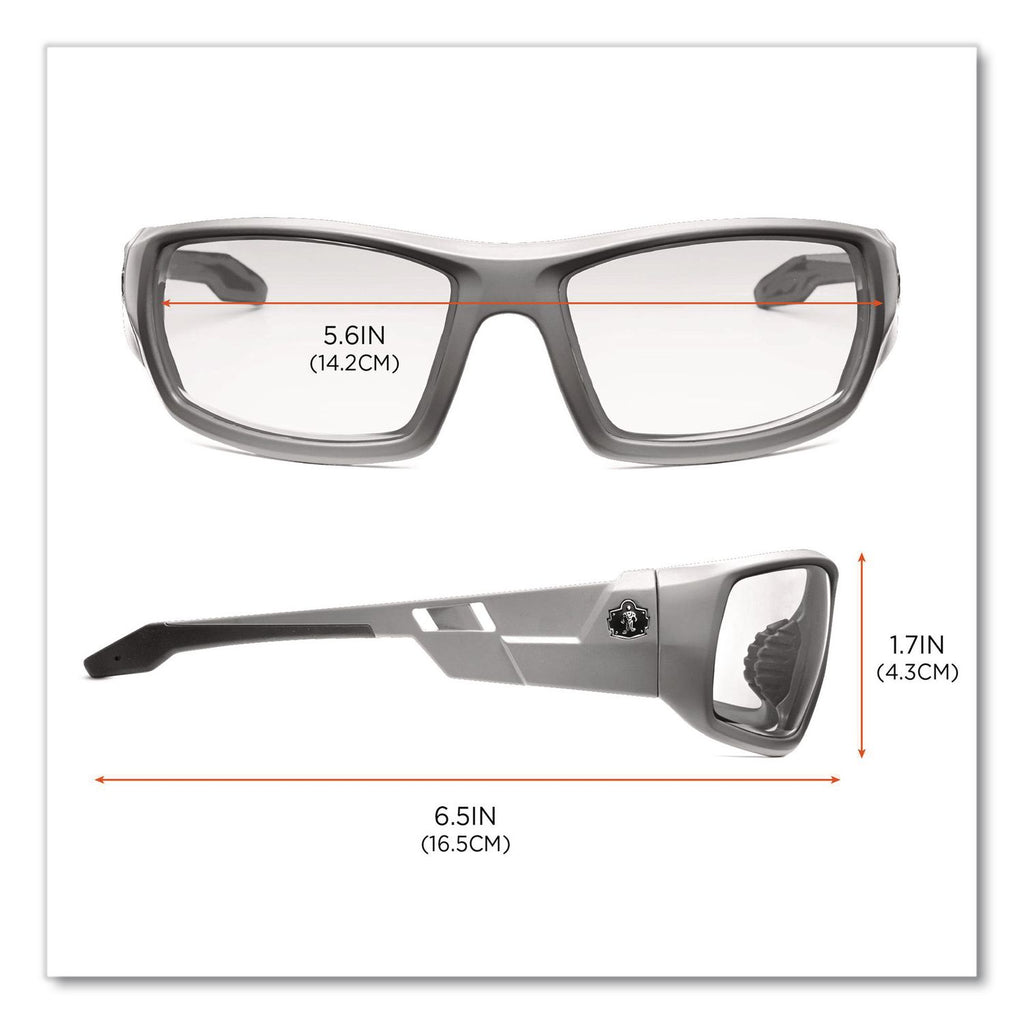 Skullerz Odin Safety Glasses, Gray Frame/Clear Lens, Anti-Fog, Nylon/Polycarb, Ships in 1-3 Business Days